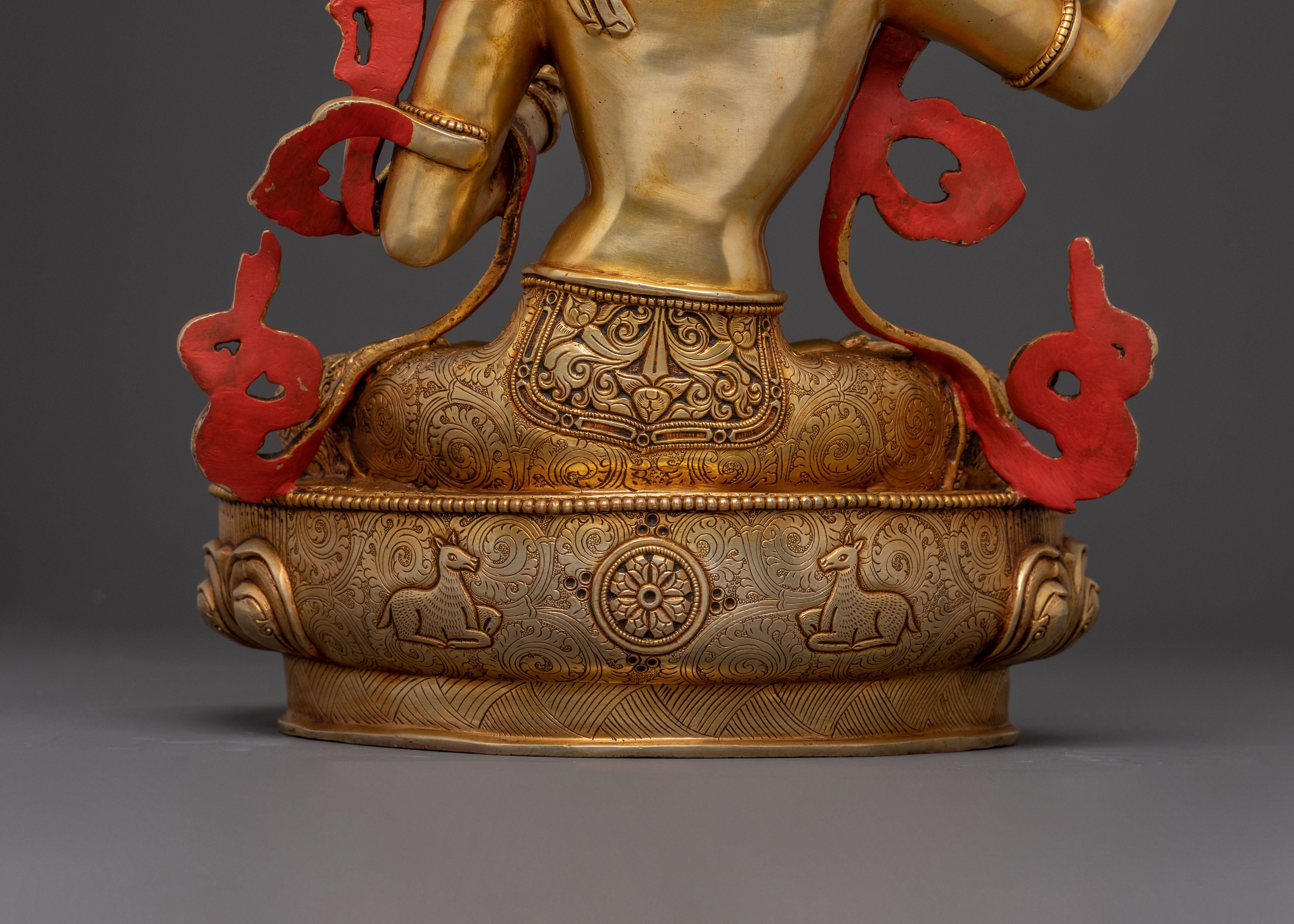 Manjushri: Radiant 24K Gold Gilded Statue of Wisdom Bodhisattva Manjughosa