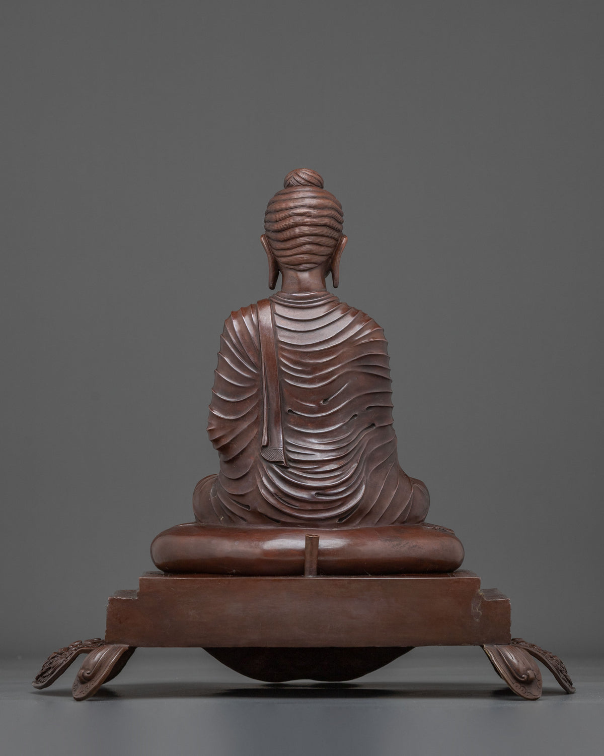 Shakyamuni Buddha Oxidized Statue on Throne | Home Decor