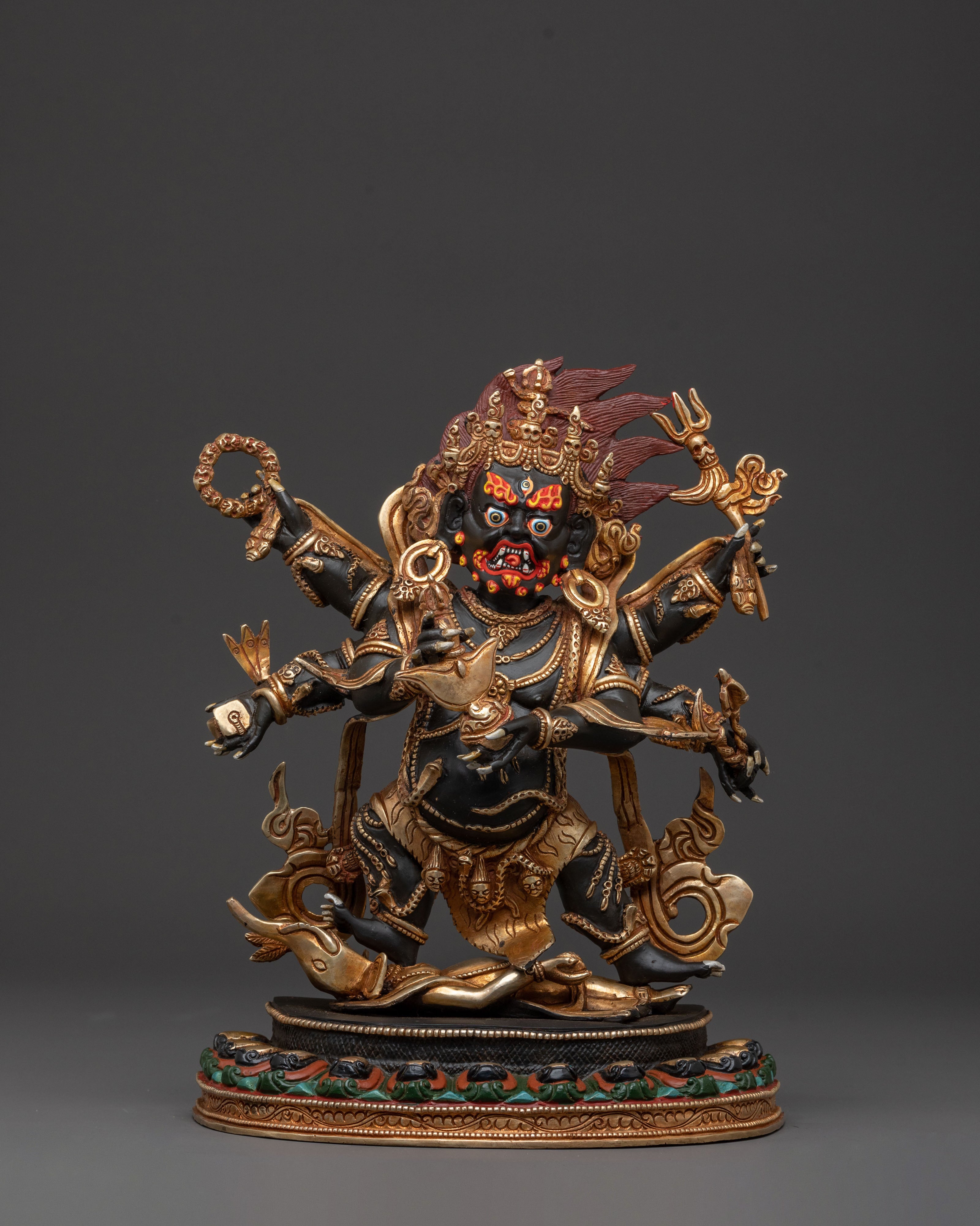 Six Armed Mahakala Wrathful Deity Statue | Divine Icon
