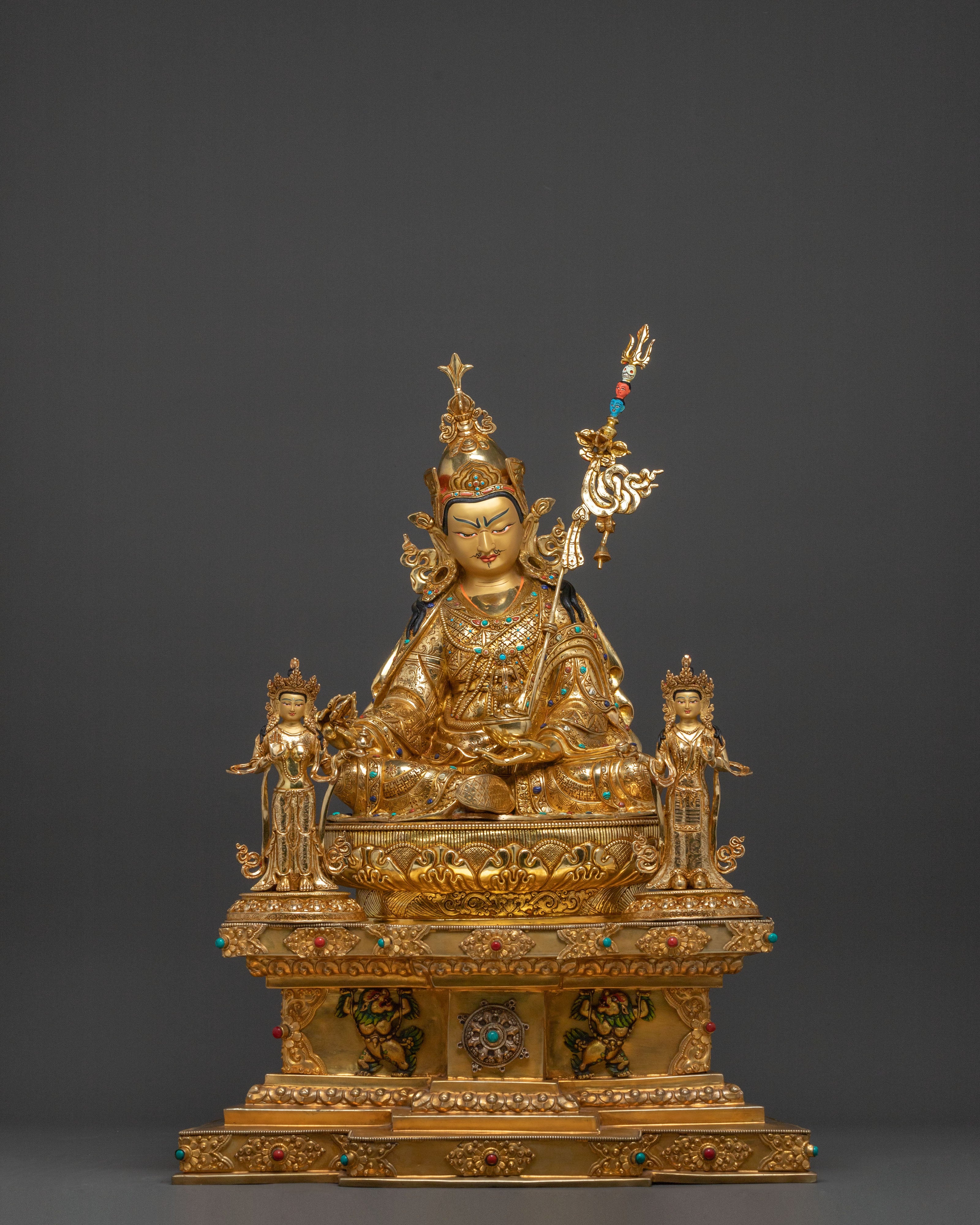 Guru Rinpoche Statue on Throne | Buddhist Master