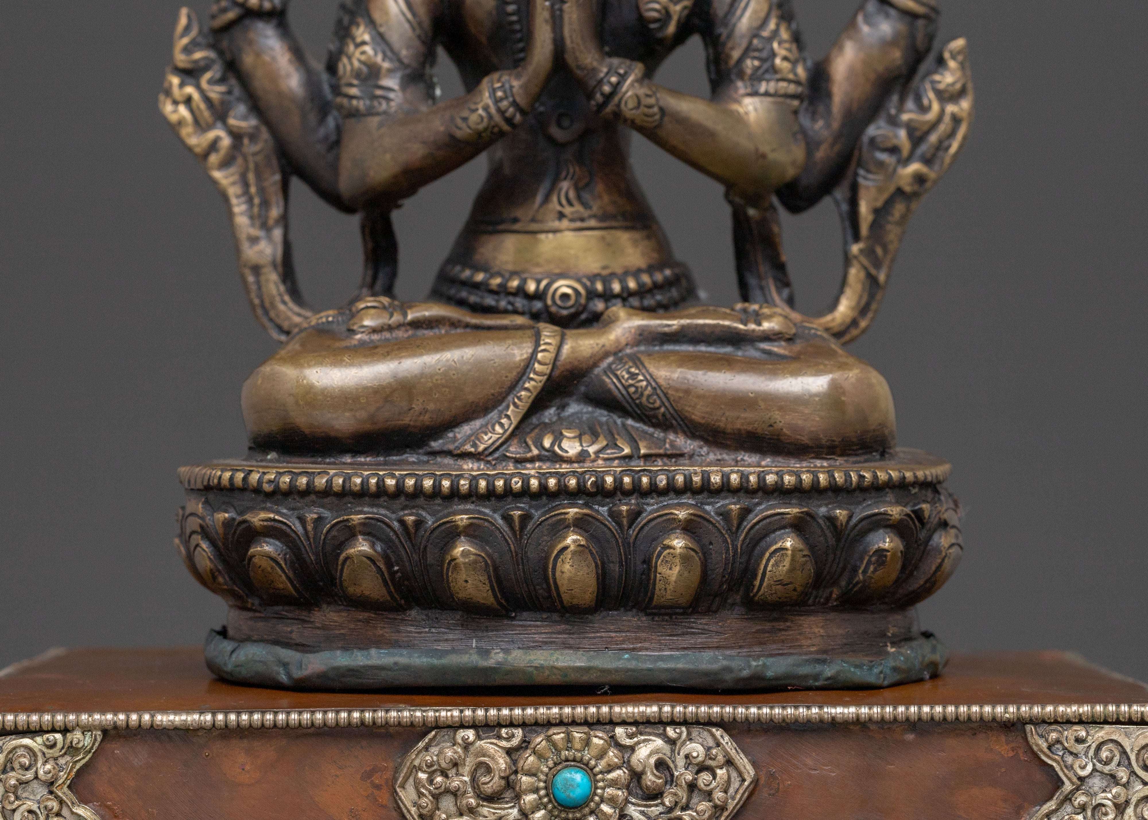 Chenrezig Statue on Throne | Spiritual Figure