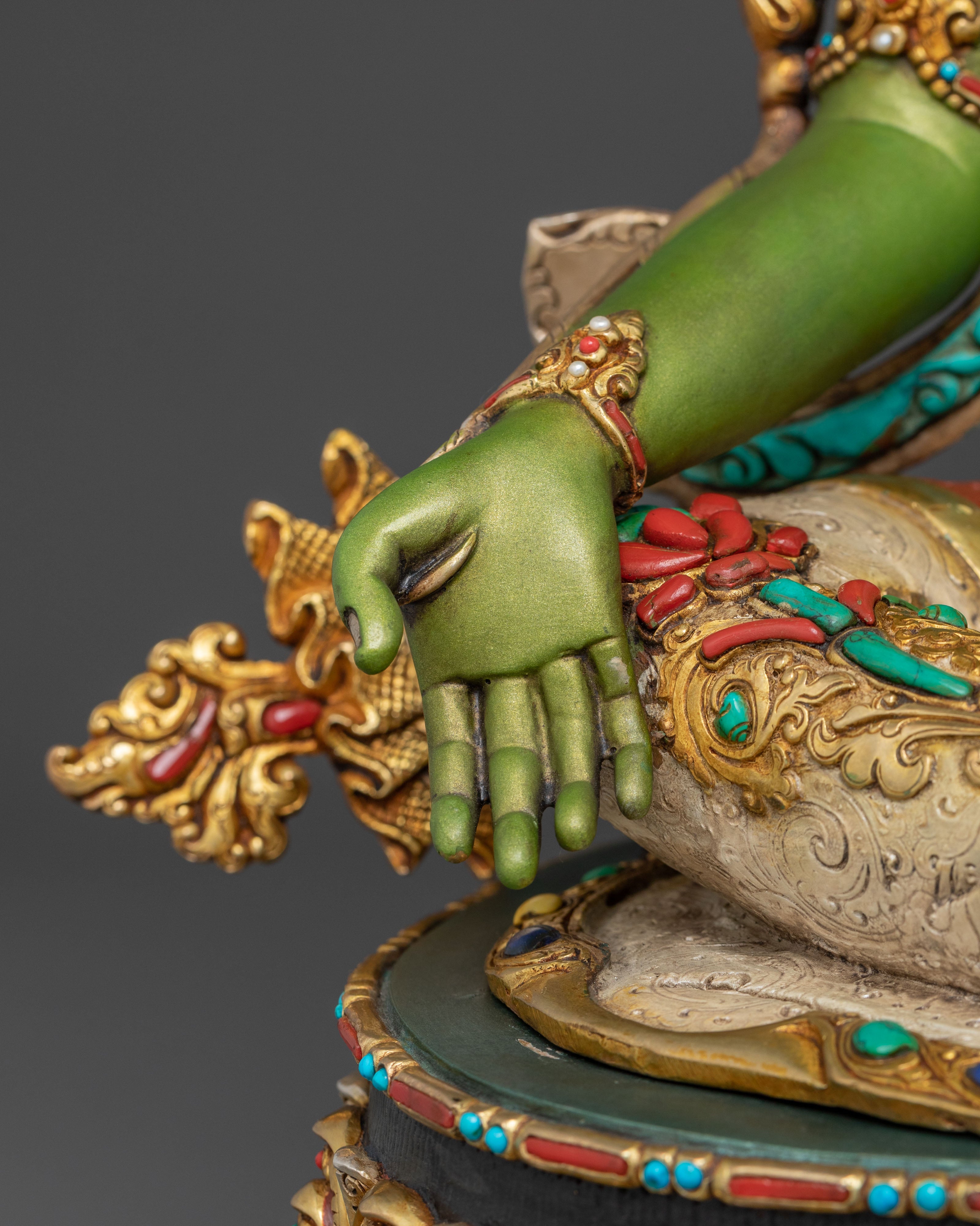 Green Tara Compassion Figure | 24K Gold Gilded Statue
