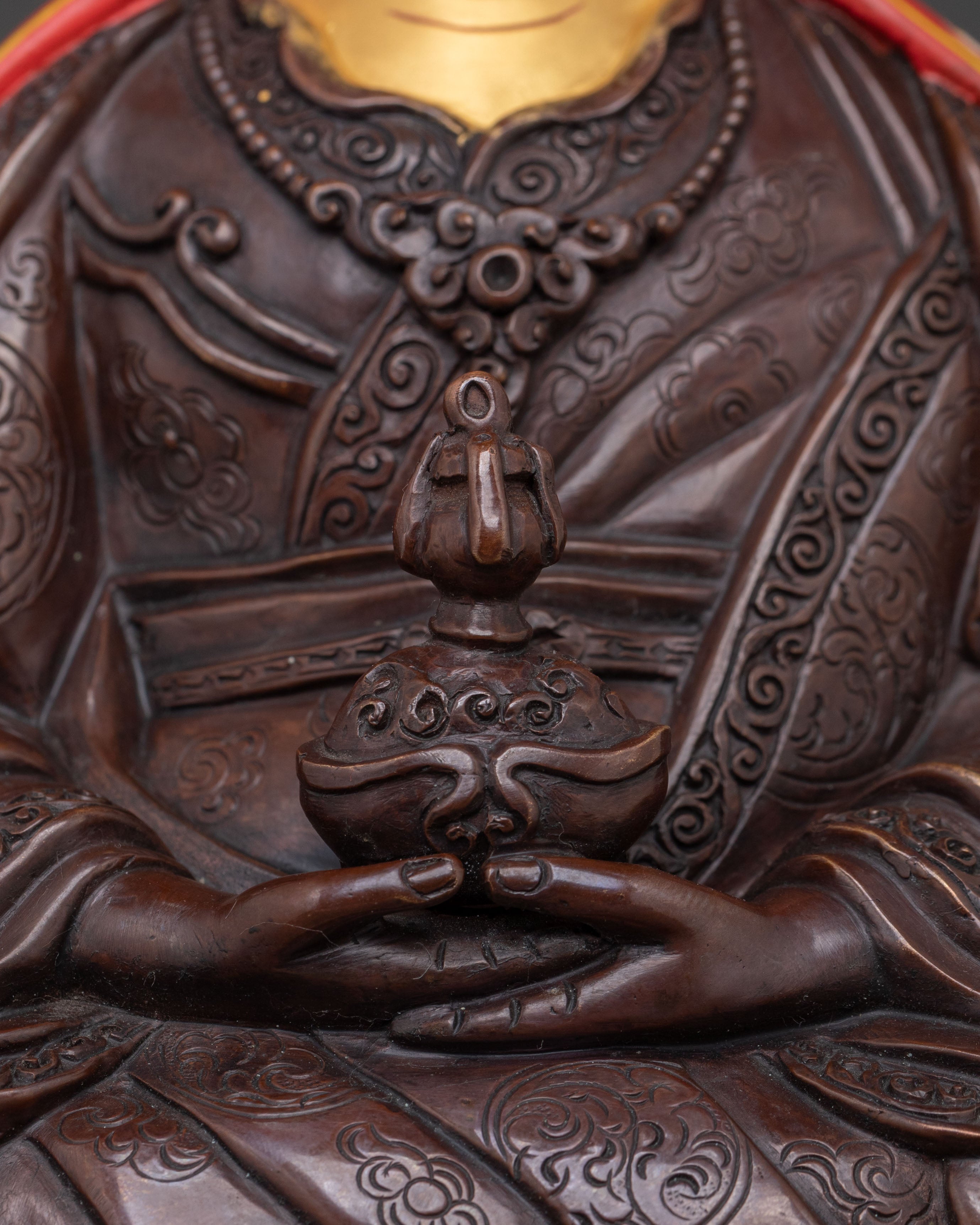 Guru Dewa Chenpo Statue in Oxidized Copper