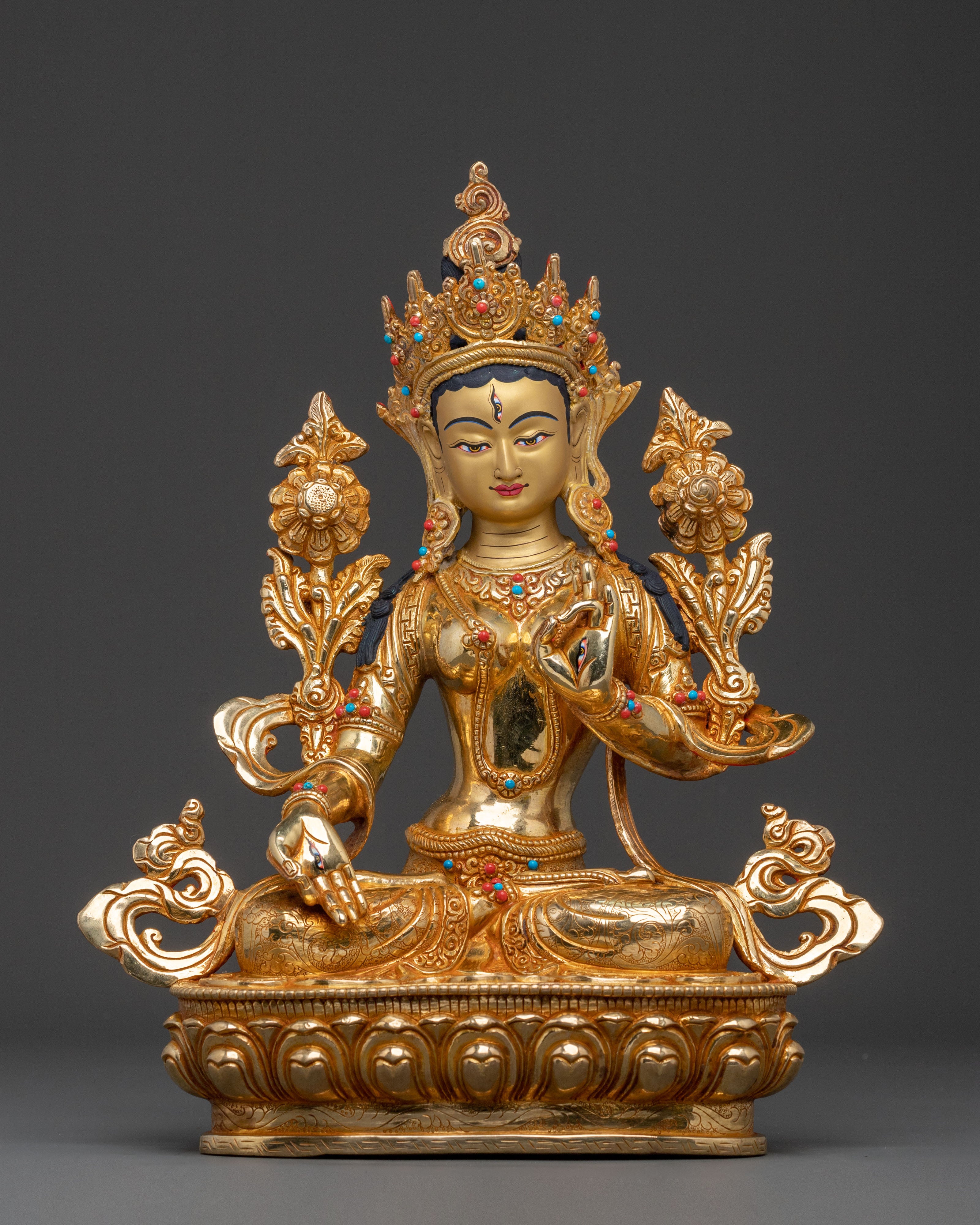 Goddess White Tara Golden Statue