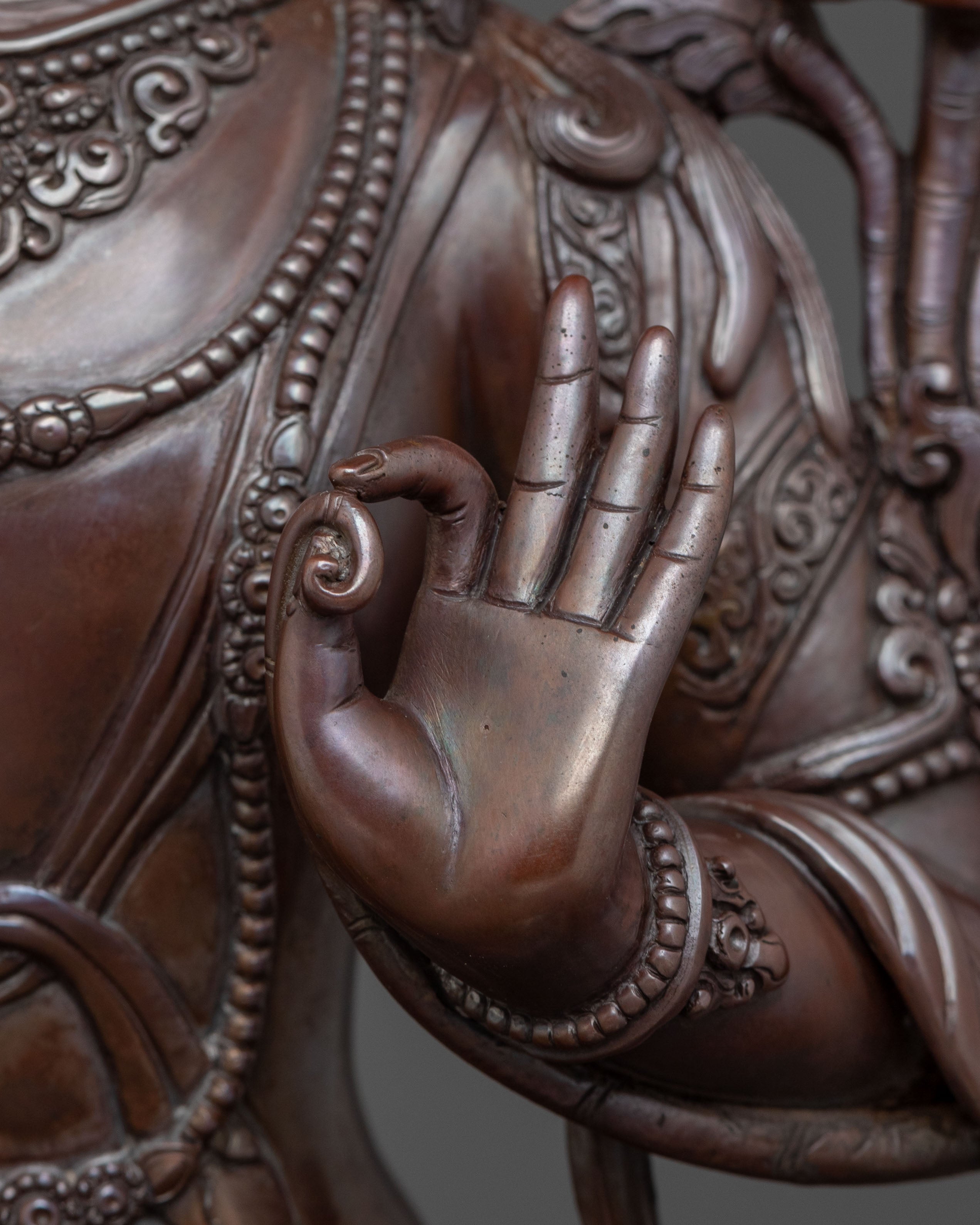 Oxidized Copper Manjushri Buddhist Statue