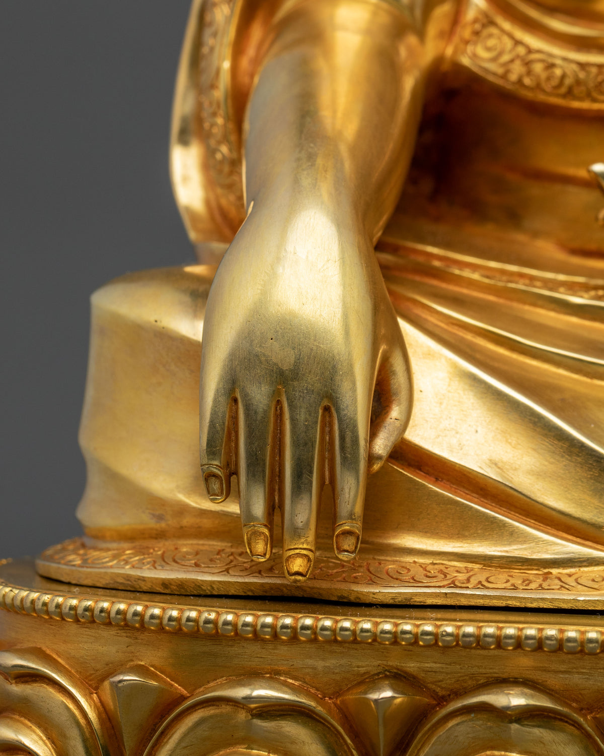 24K Gold Gilded Copper Guru Shapdum Statue | Buddhist Practitioner