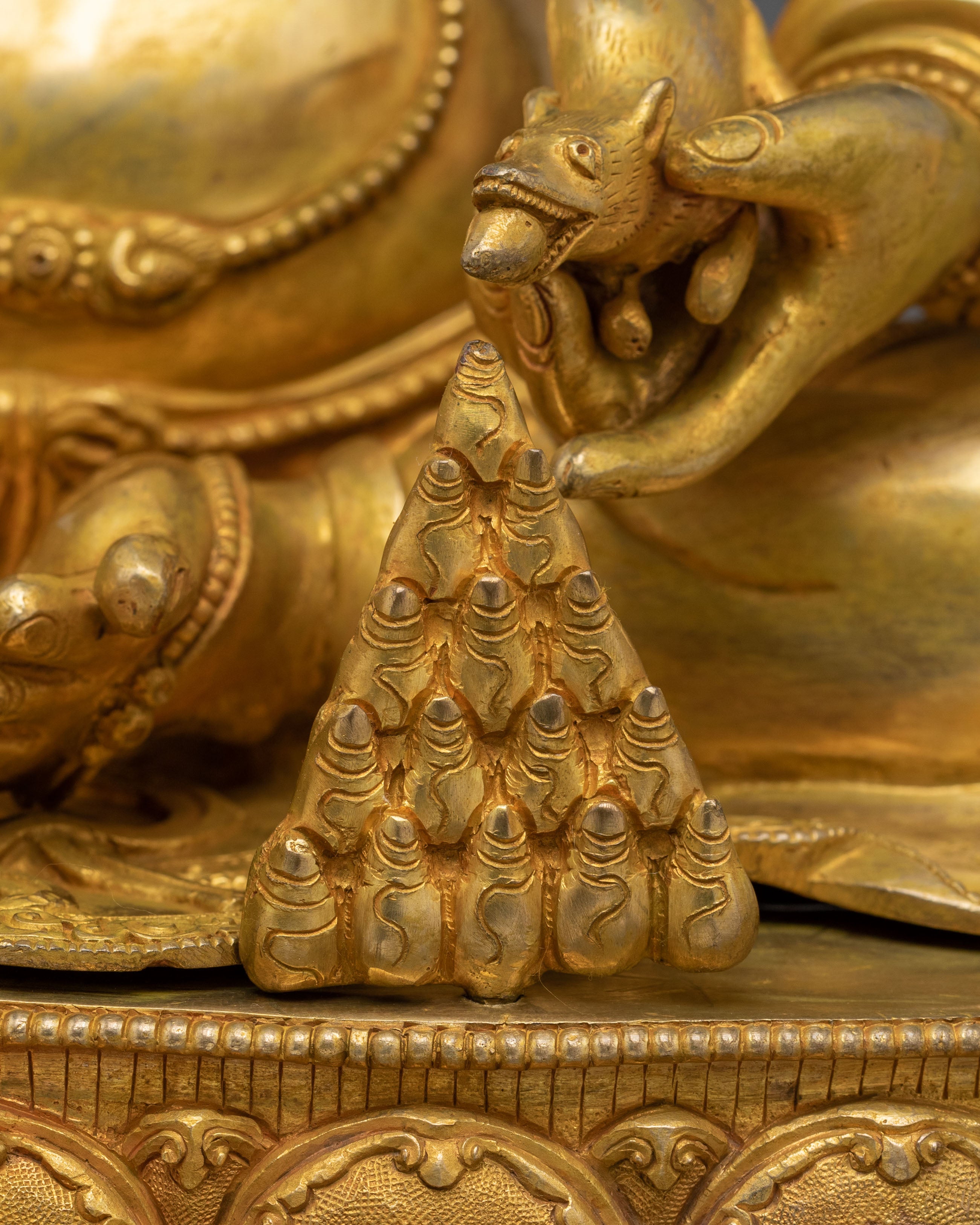 Dzambhala Golden Statue | Copper Figurine of Wealth Deity