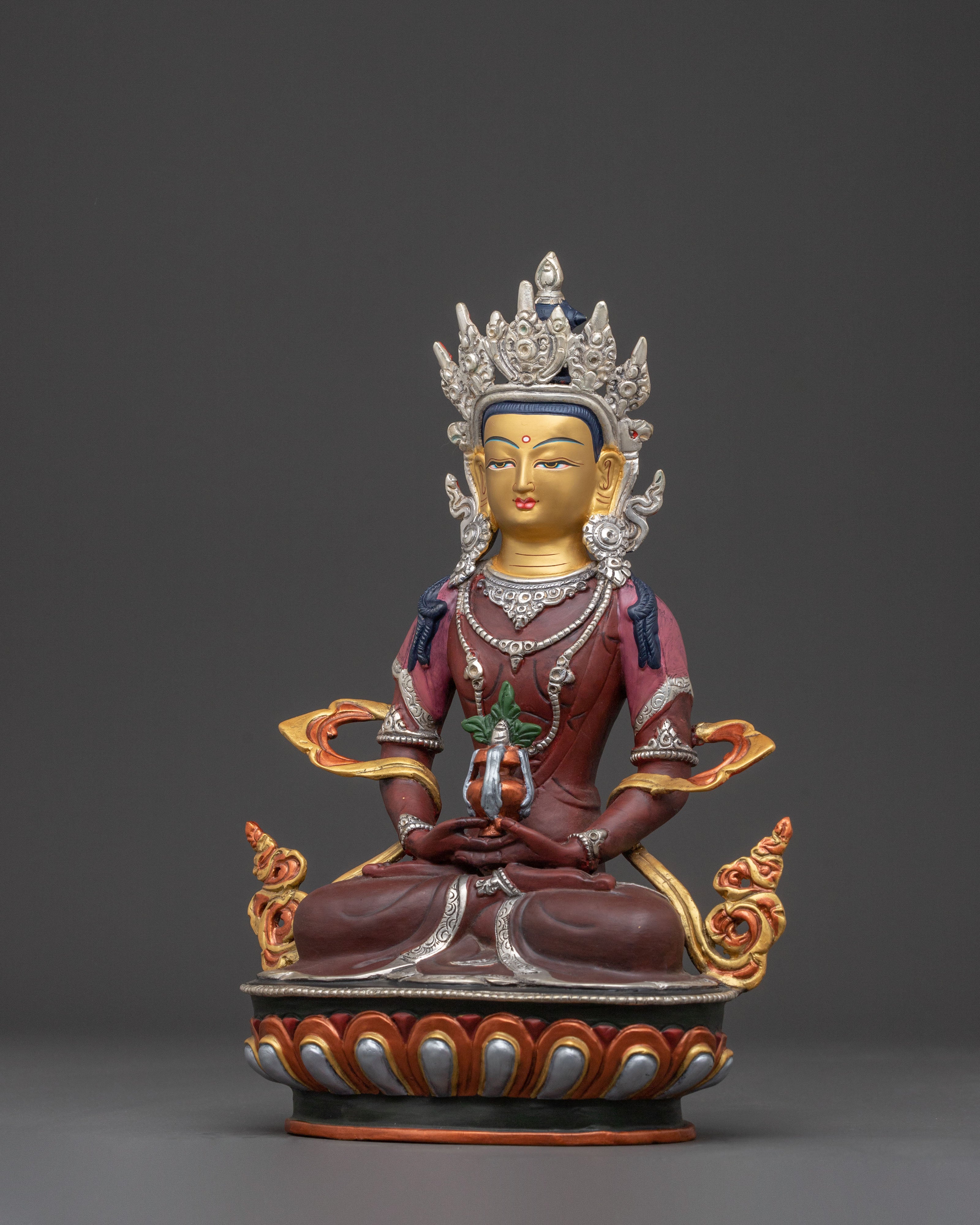 Amitayus Sacred Longevity Statue – Gilded Copper Masterpiece