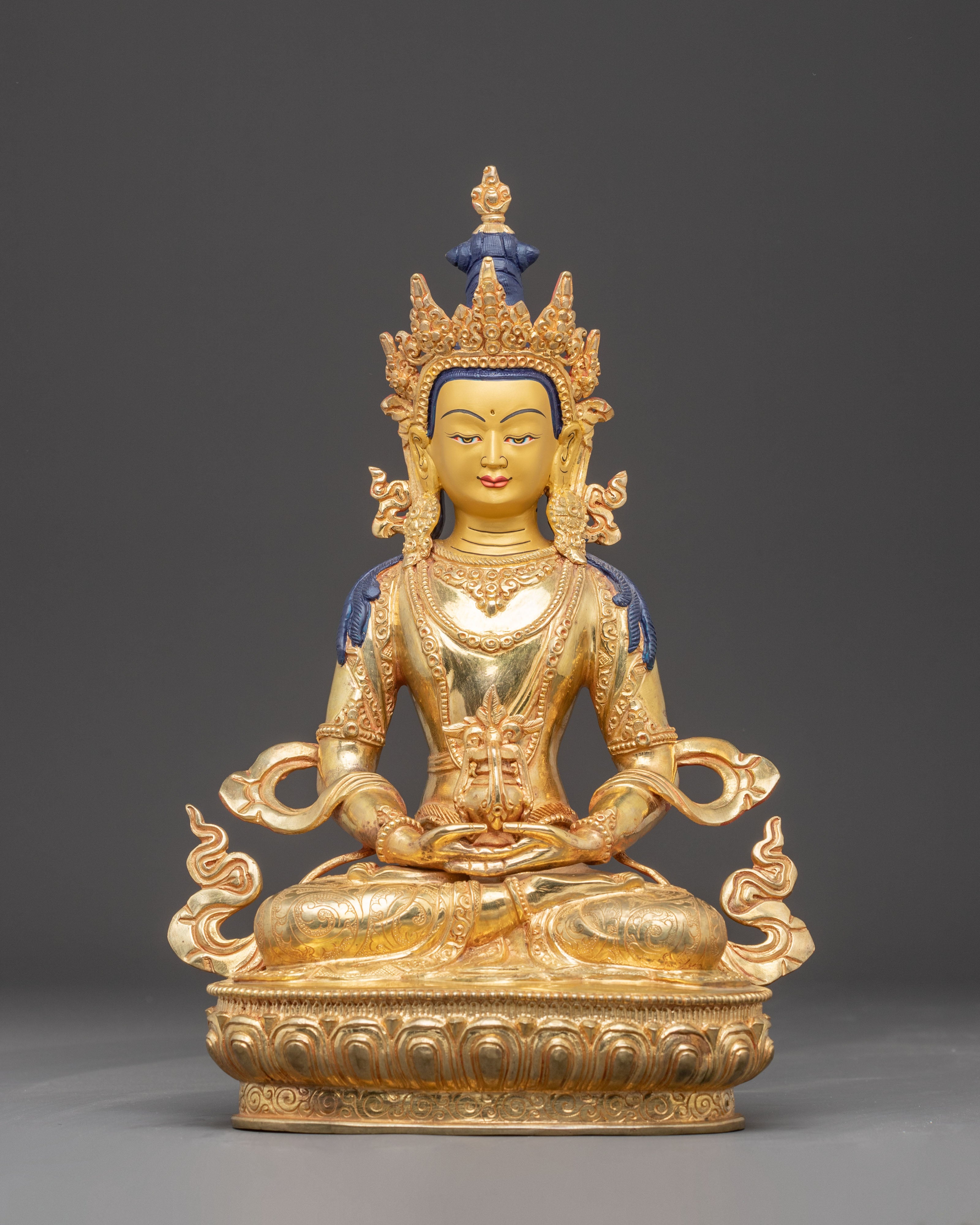 Handcrafted Nepalese Amitayus Golden Statue