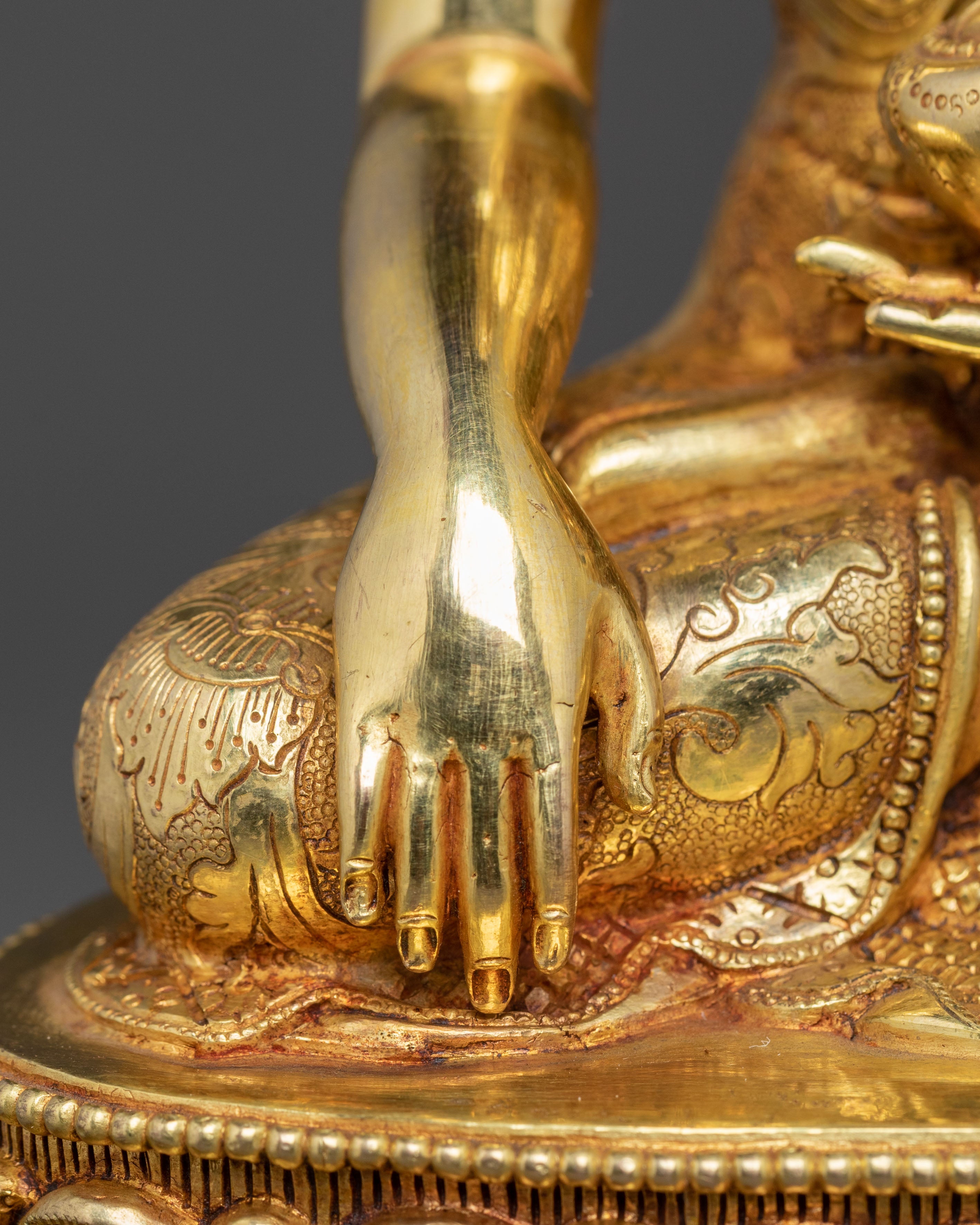 Shakyamuni Buddha Tibetan Statue - 24K Gold Gilded