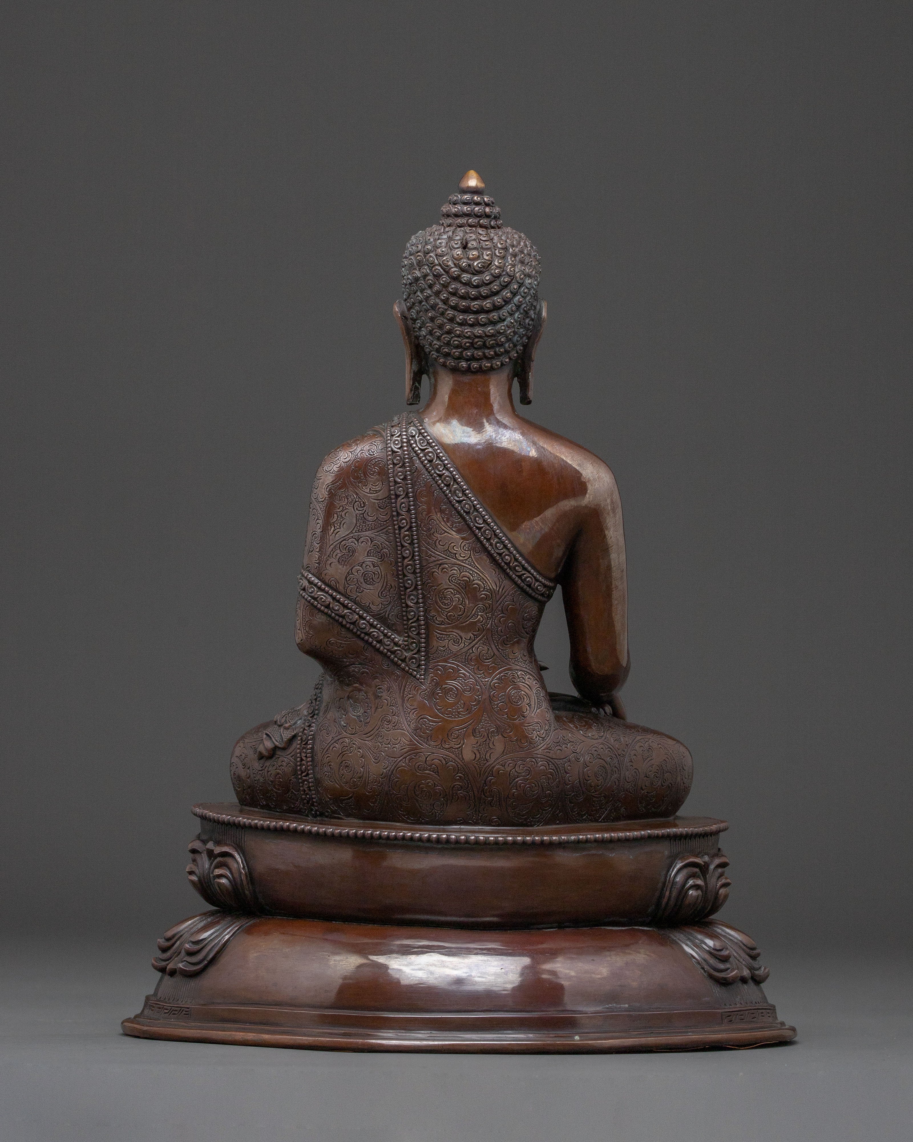 Shakyamuni Buddha Meditation Statue in Oxidized Copper