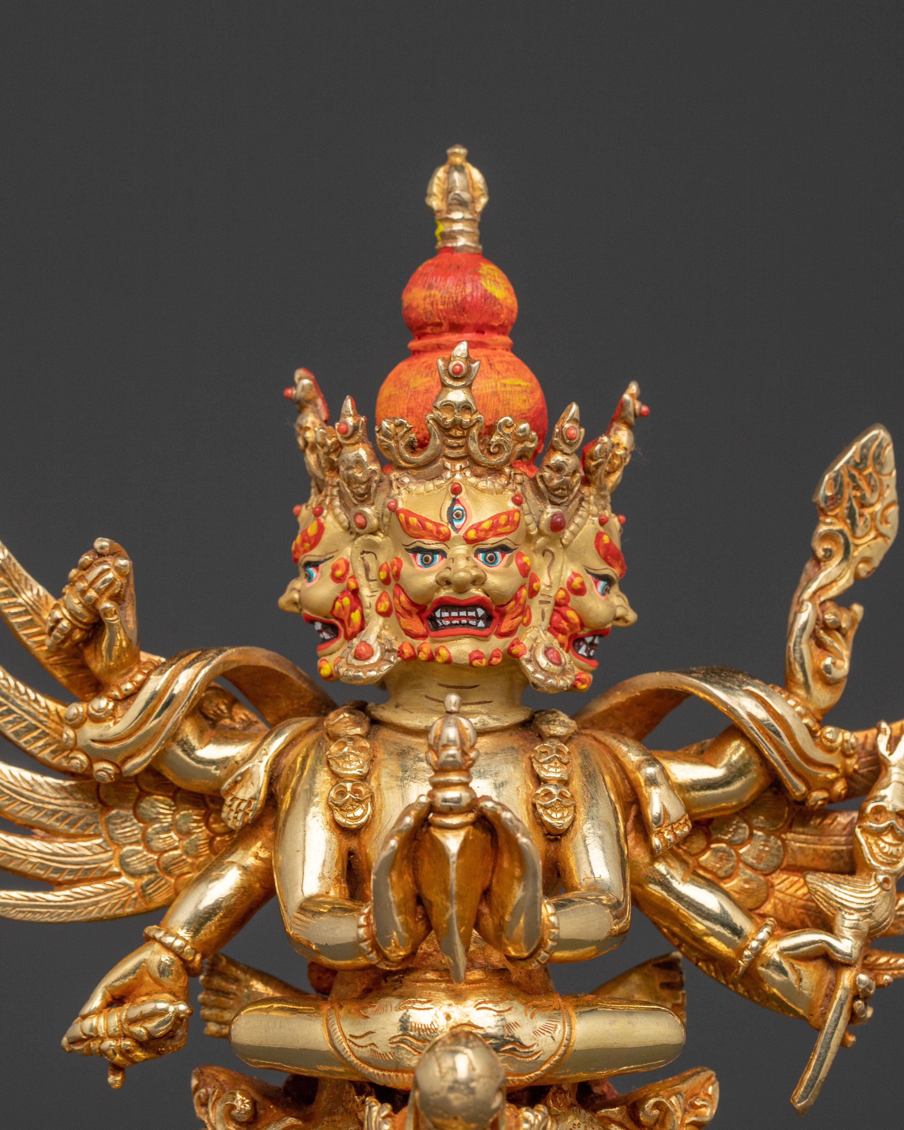 Vajrakilaya Protection Statue – Handcrafted Gold Gilded Statue