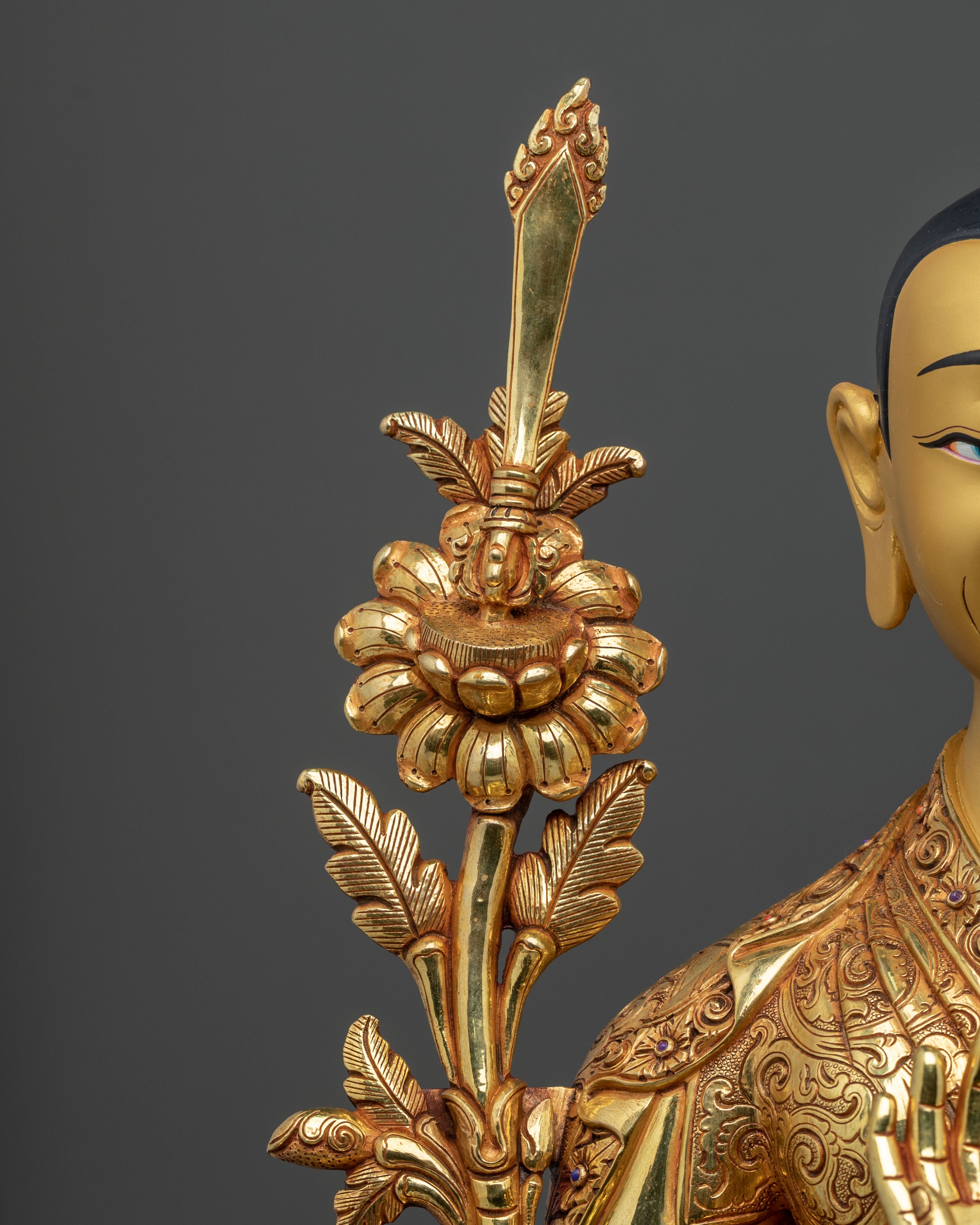 Tsongkhapa with Two Disciples Altar Sculpture | 24K Gold Glided