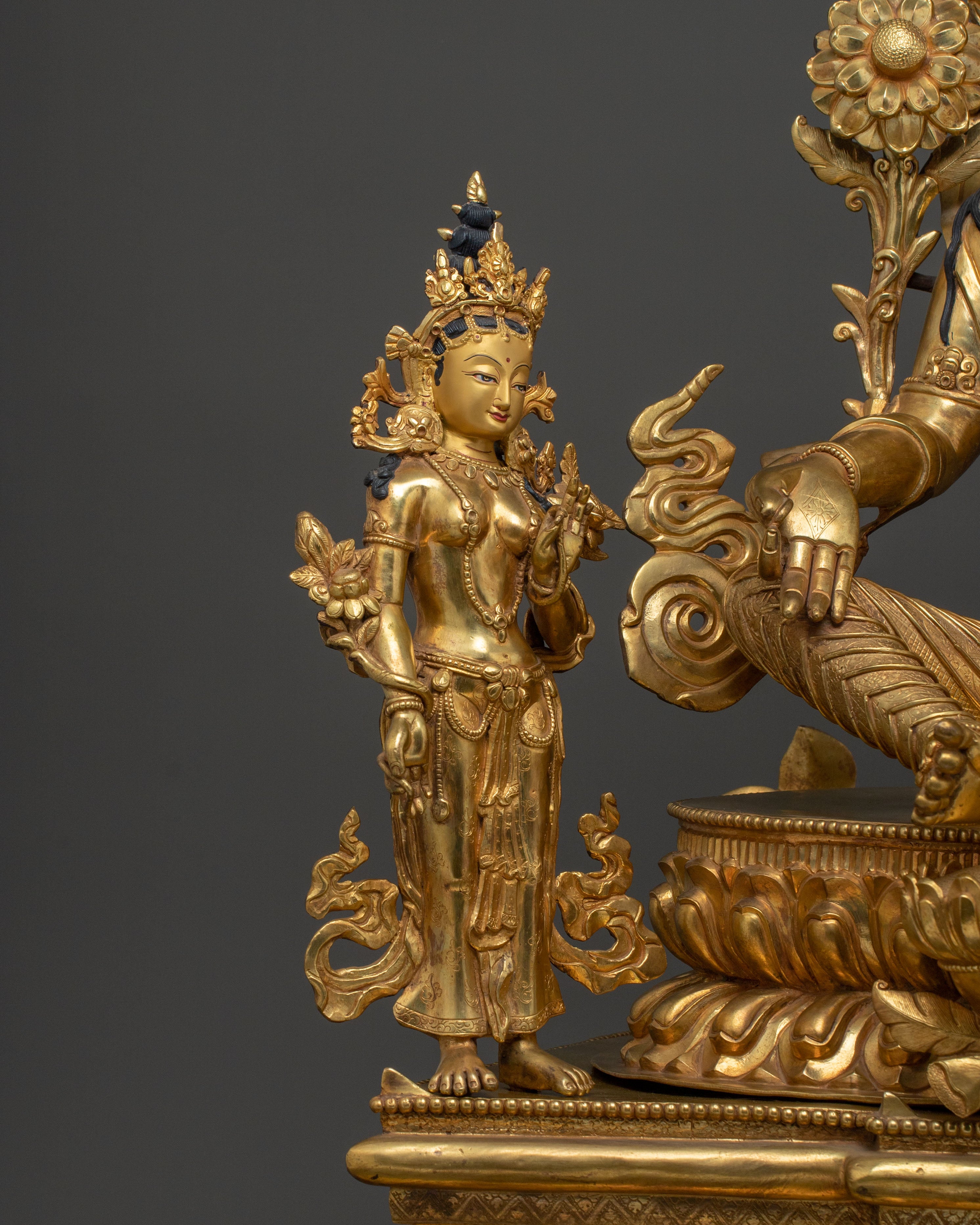 Green Tara On Throne: Goddess of Compassion, Healing & Protection