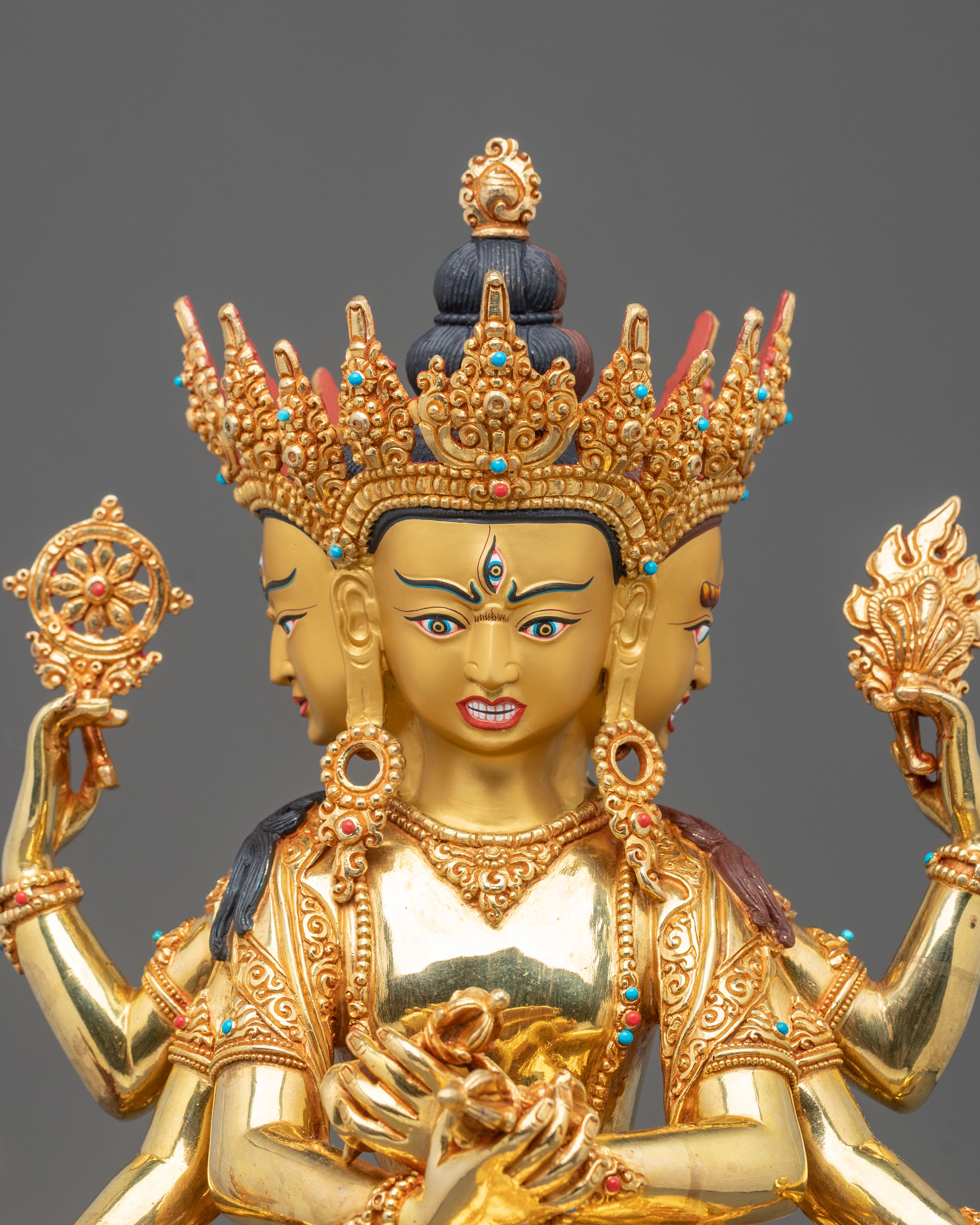 Guhyasamaja Tantric Buddha Statue | 24K Gilded Copper Statue