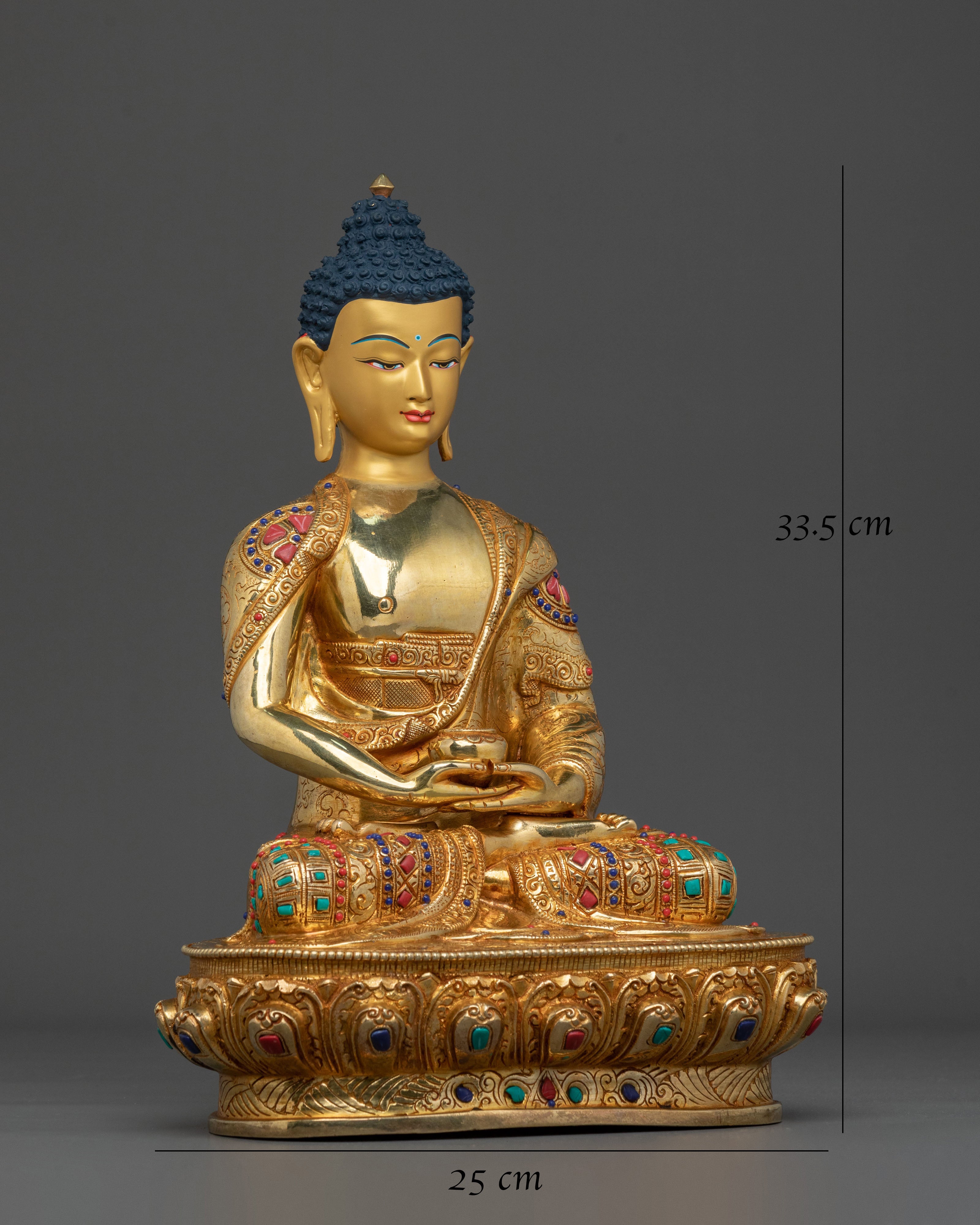 Amitabha Buddha Radiant Sculpture | Gilded Serenity
