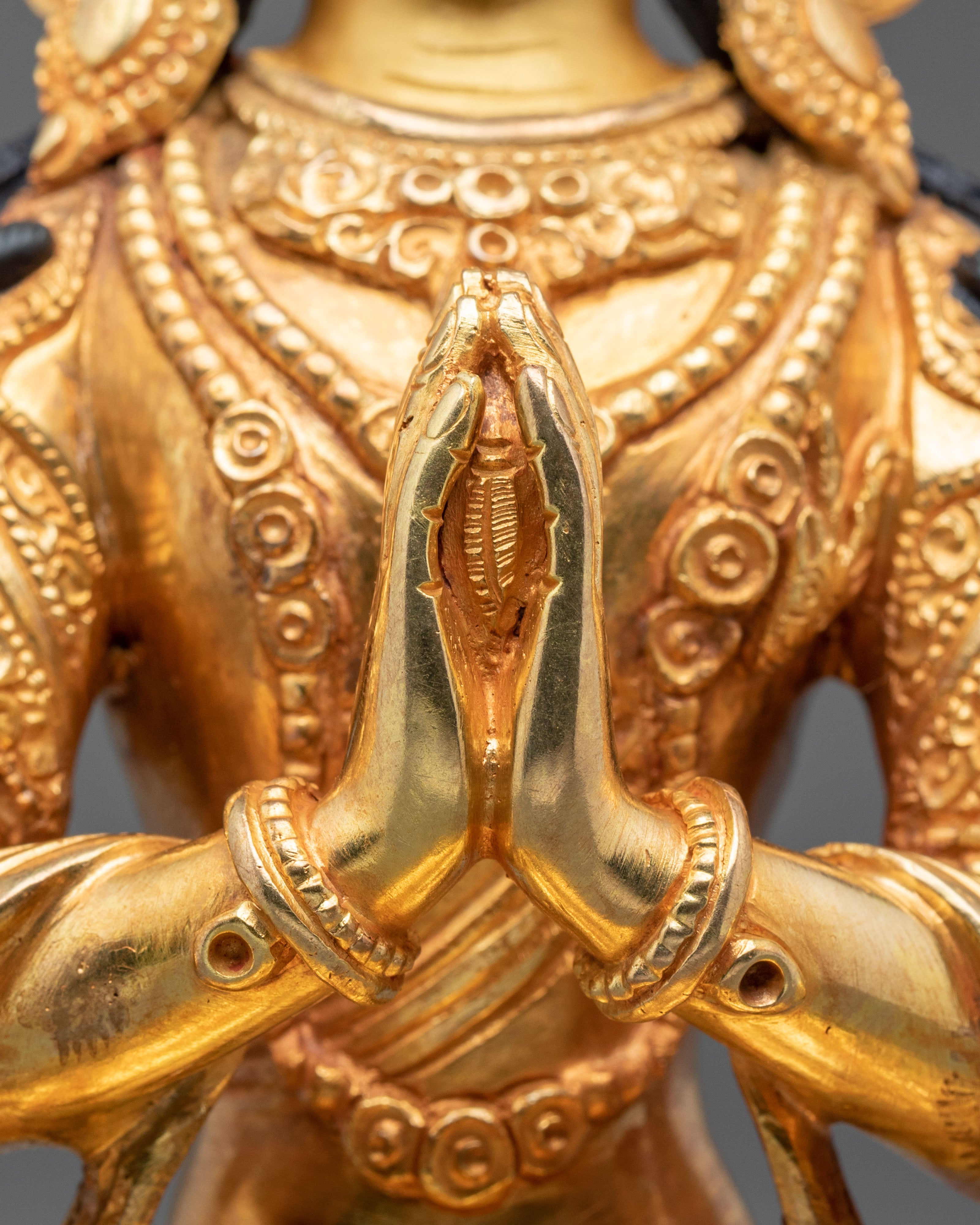 Chenrezig Tibetan Deity Statue | 24K Gold Gilded Sculpture