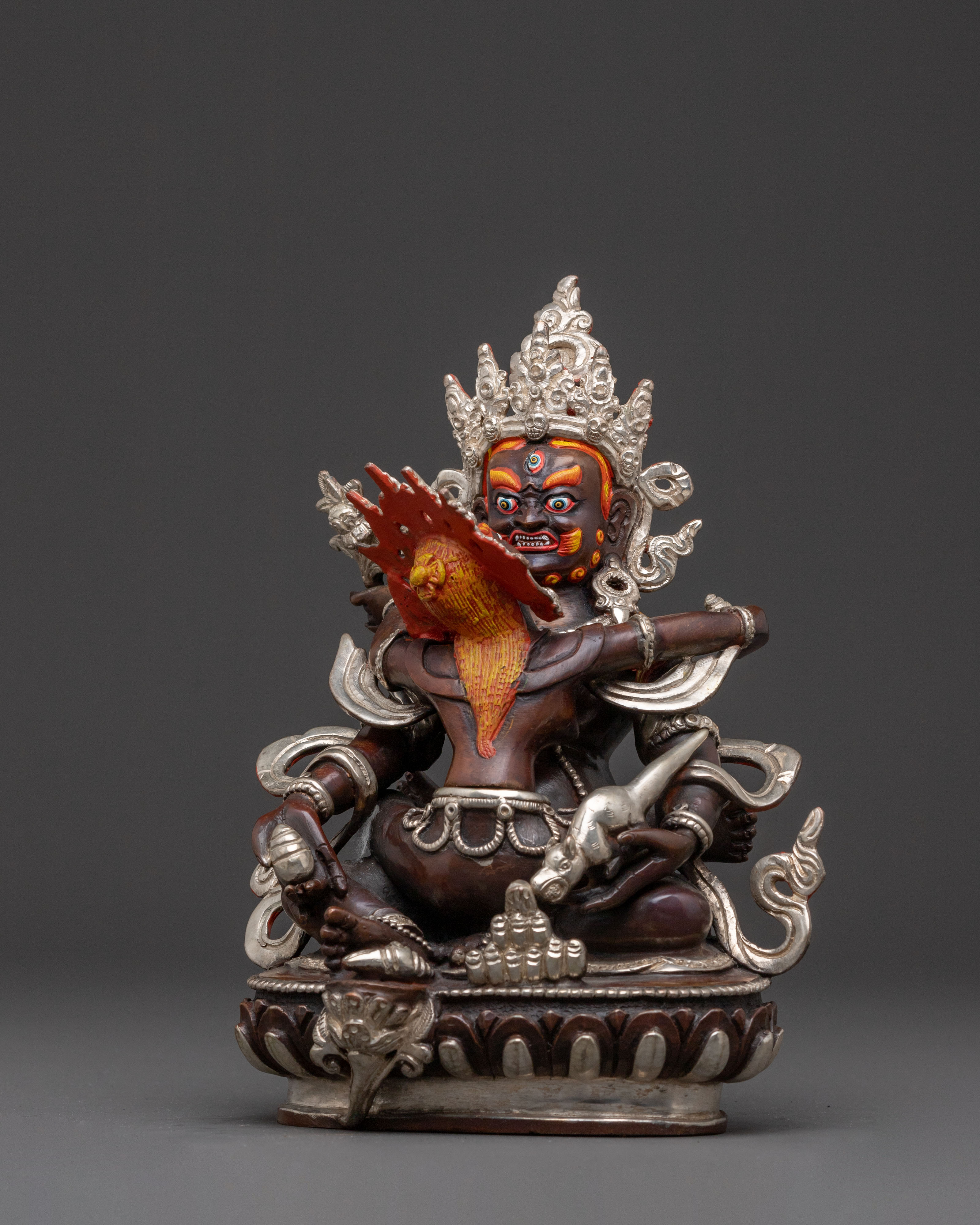 Green Dzambhala Statue: Oxidized Copper Abundance