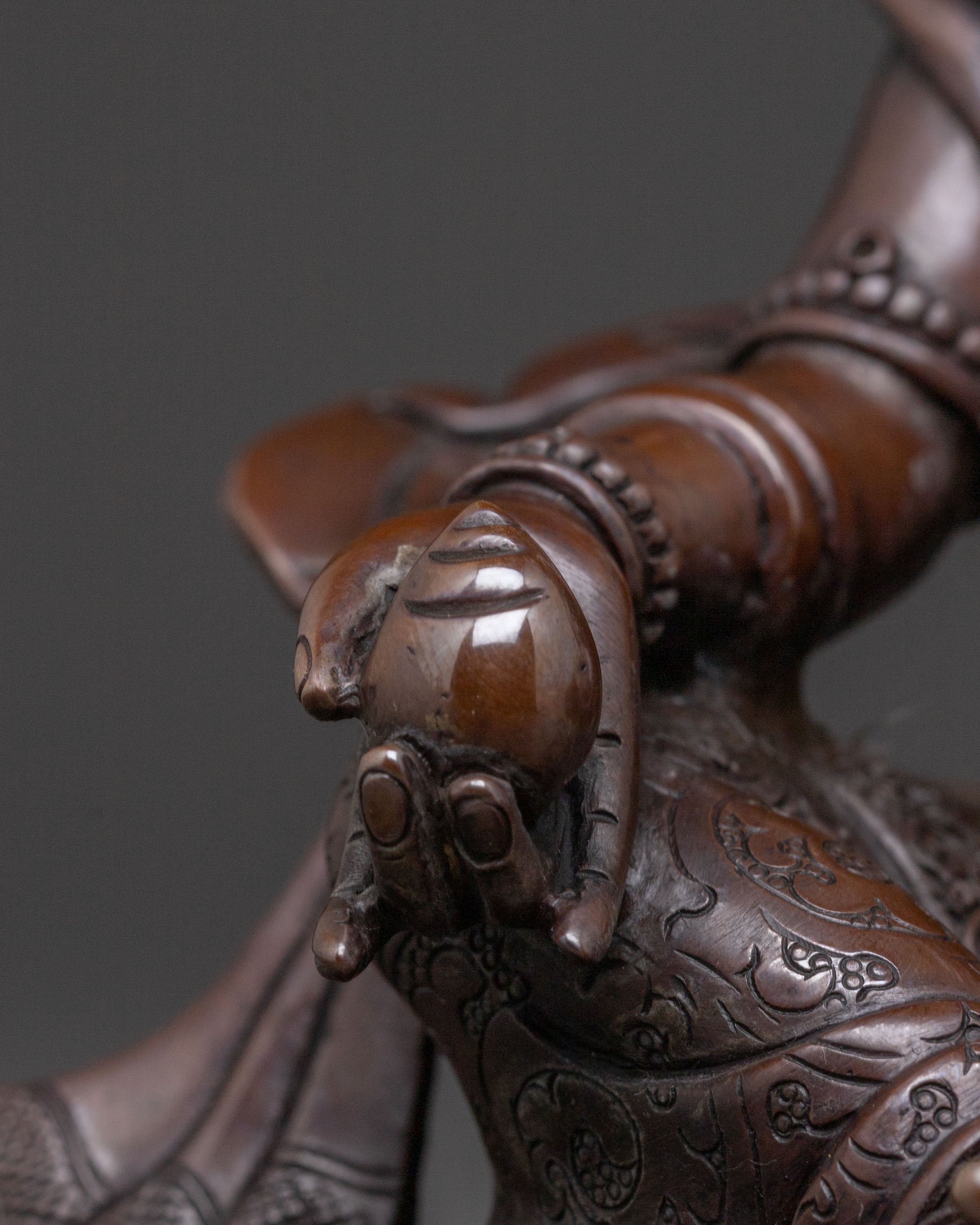 Dzambhala Statue: Oxidized Copper Statue