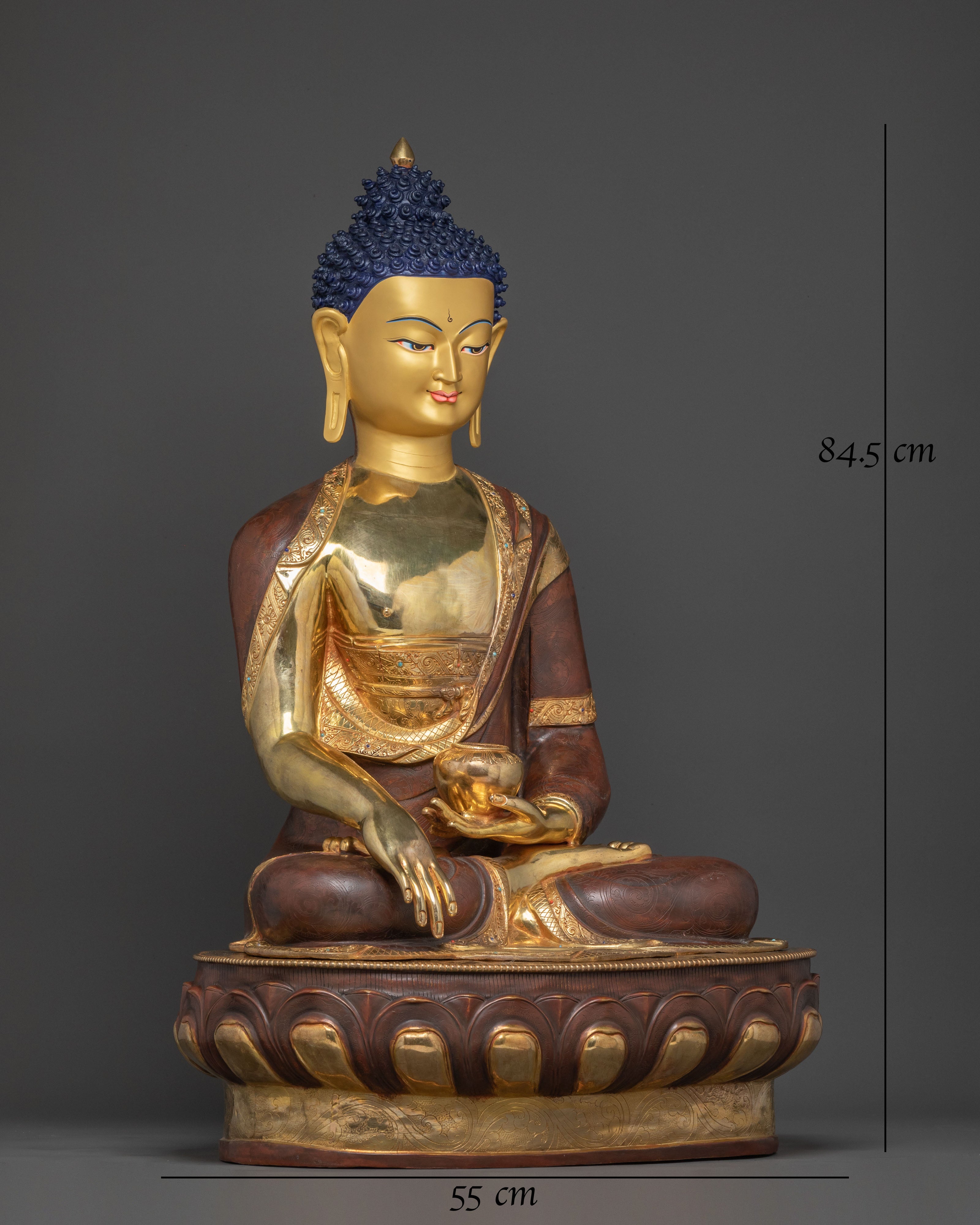 Shakyamuni Buddha Divine Statue - Handcrafted Gilded Copper Statue