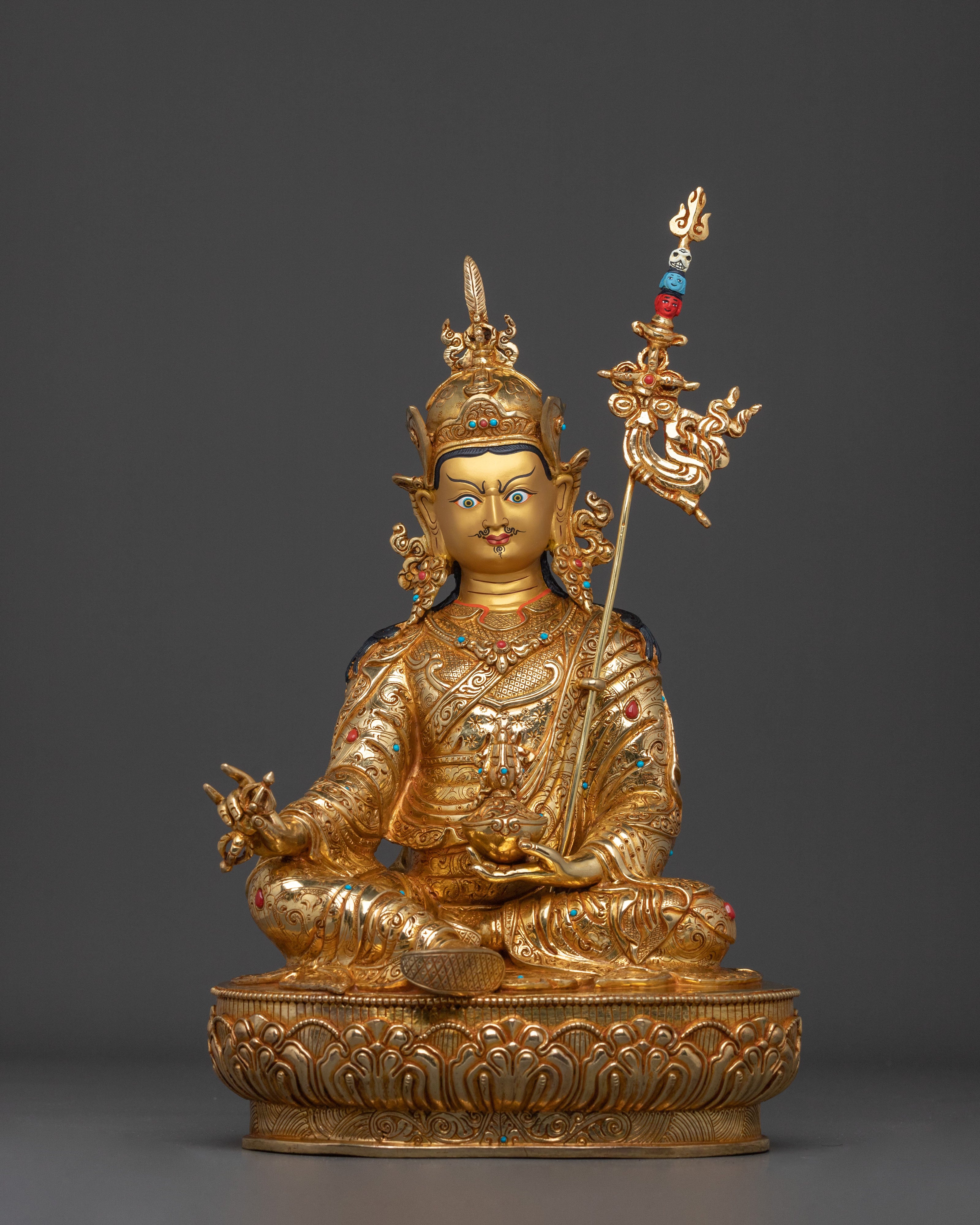 Guru Rinpoche Meditation Statue | Handcrafted Copper Altar Decor