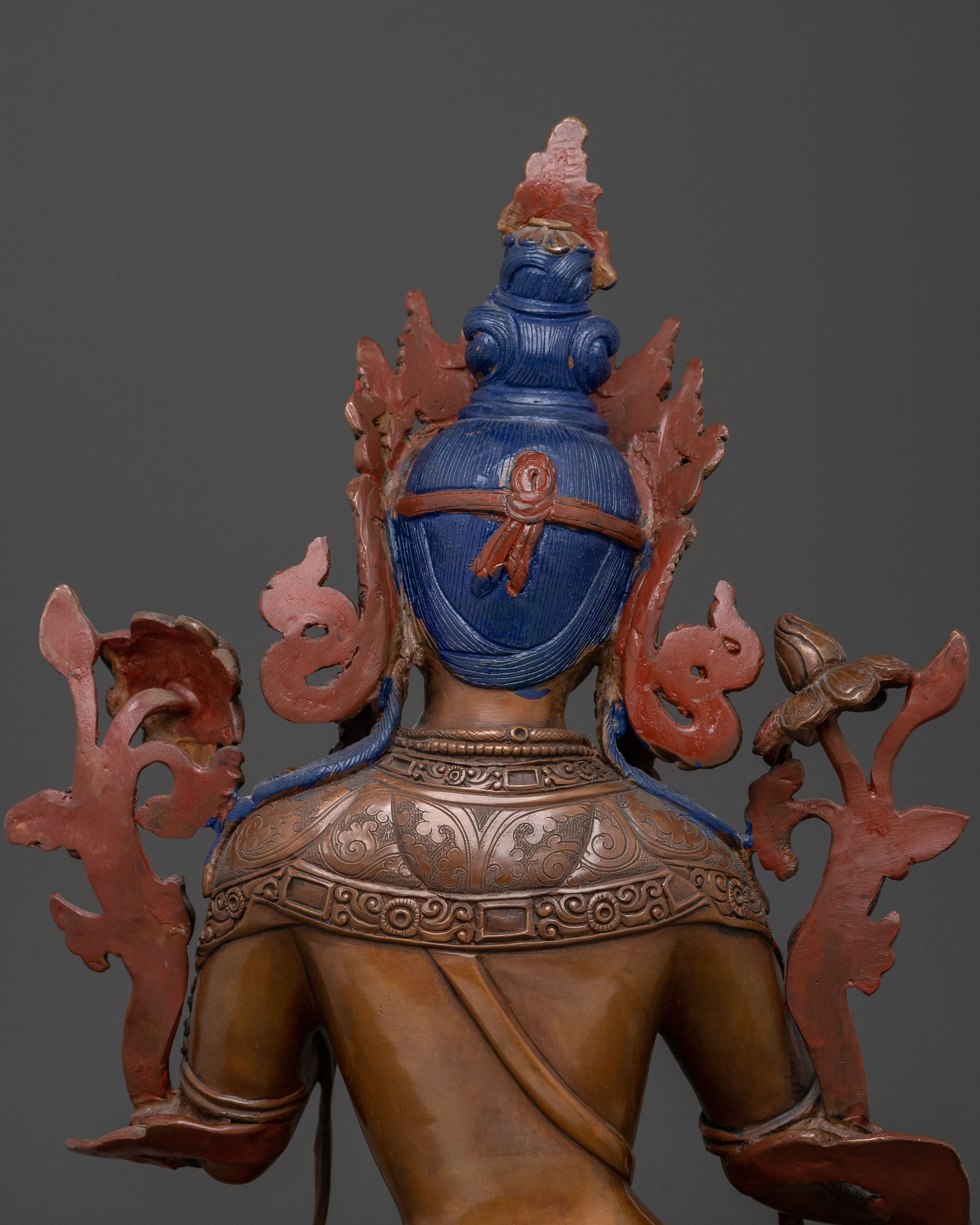 Green Tara Oxidized Copper Statue: Protector Goddess