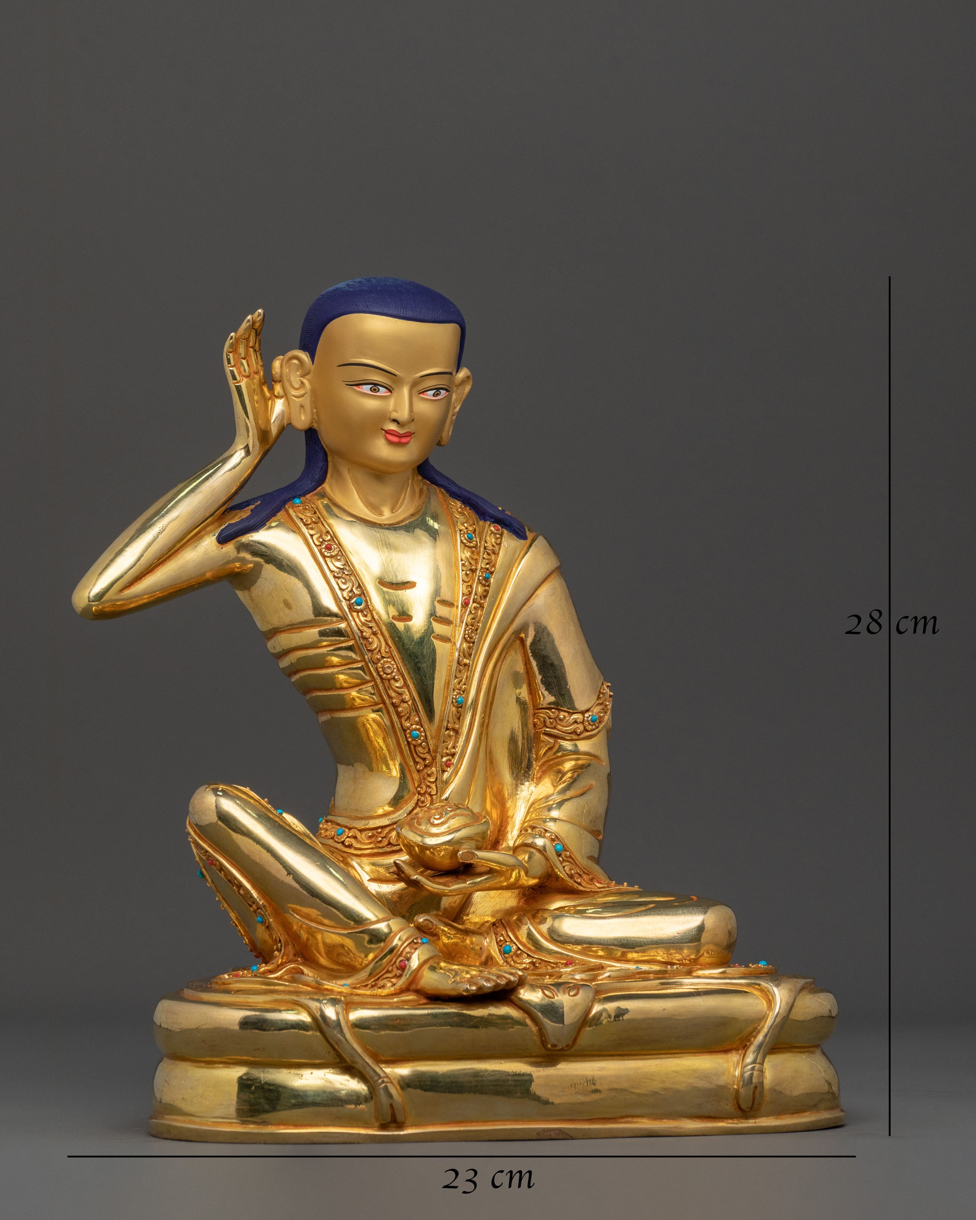 Milarepa Meditation Statue | 24K Gold Gilded