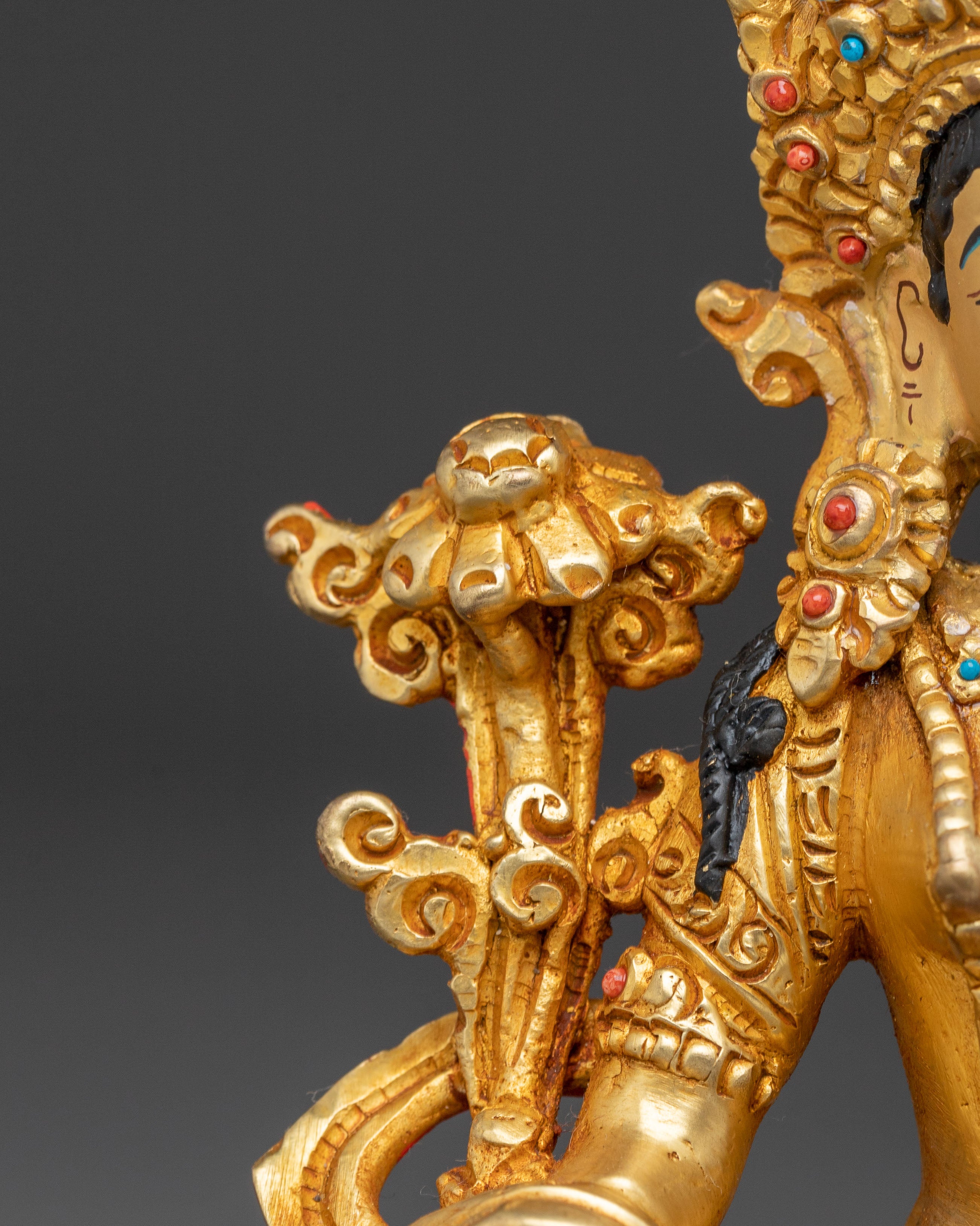 Handmade Serene Copper Sculpture of Mother Green Tara