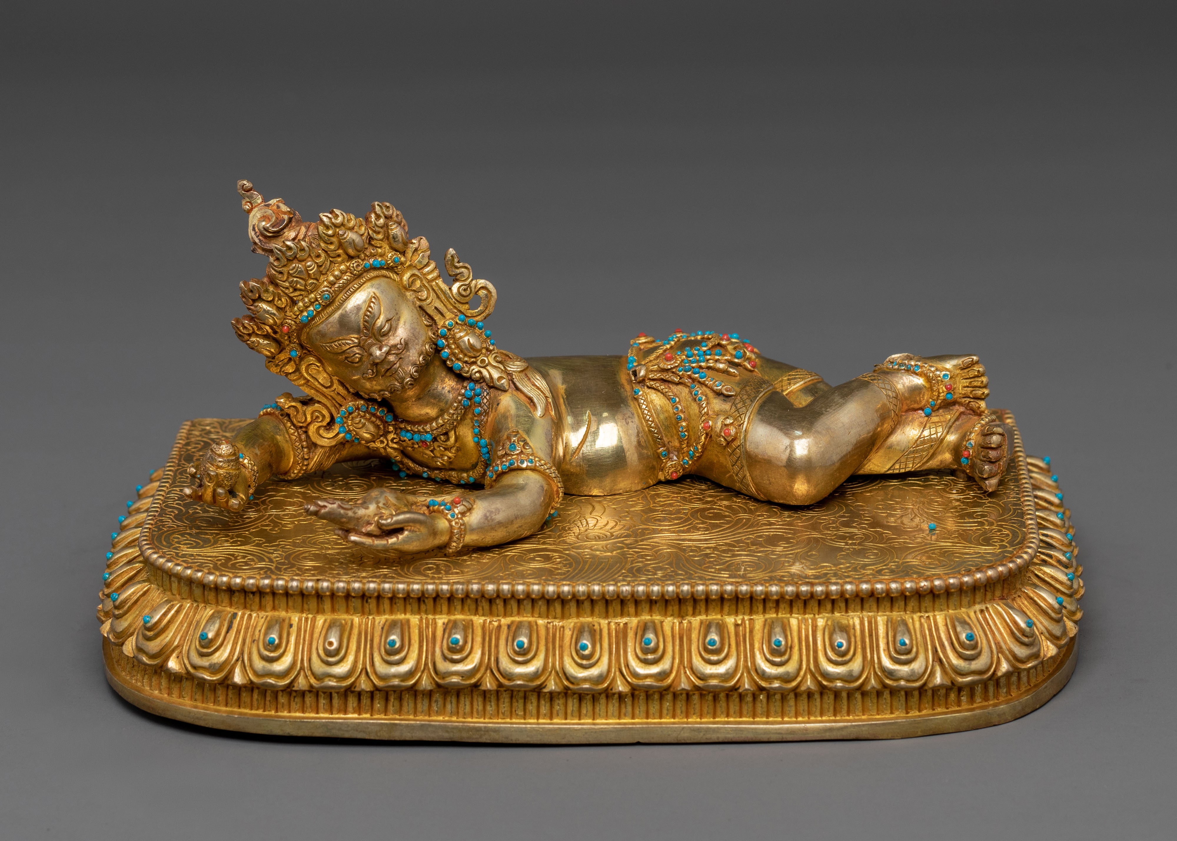 A Radiant Black Dzambhala Spiritual Wealth Statue