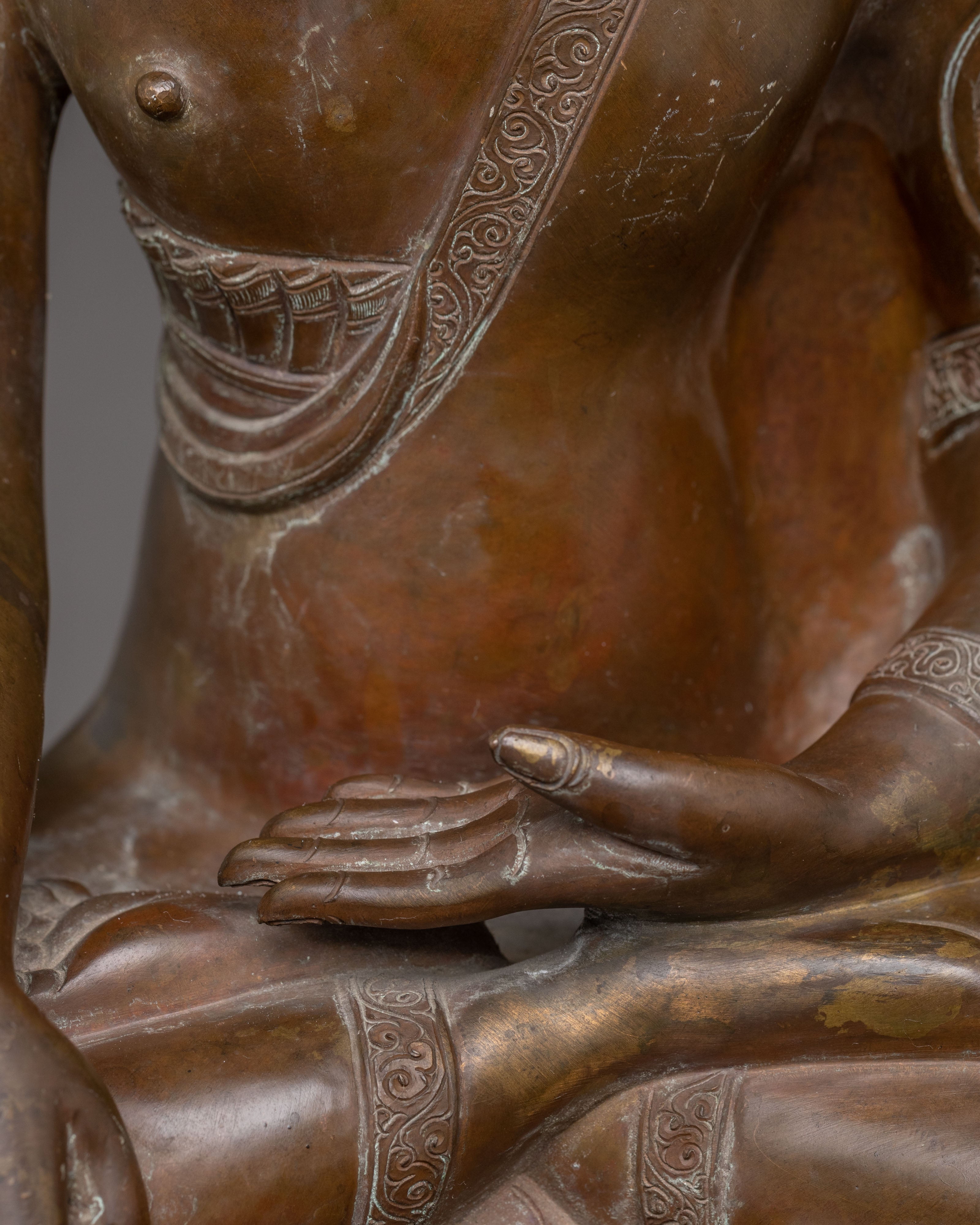 Teacher of Dharma Oxidized Buddha Shakyamuni Statue – Antique Copper