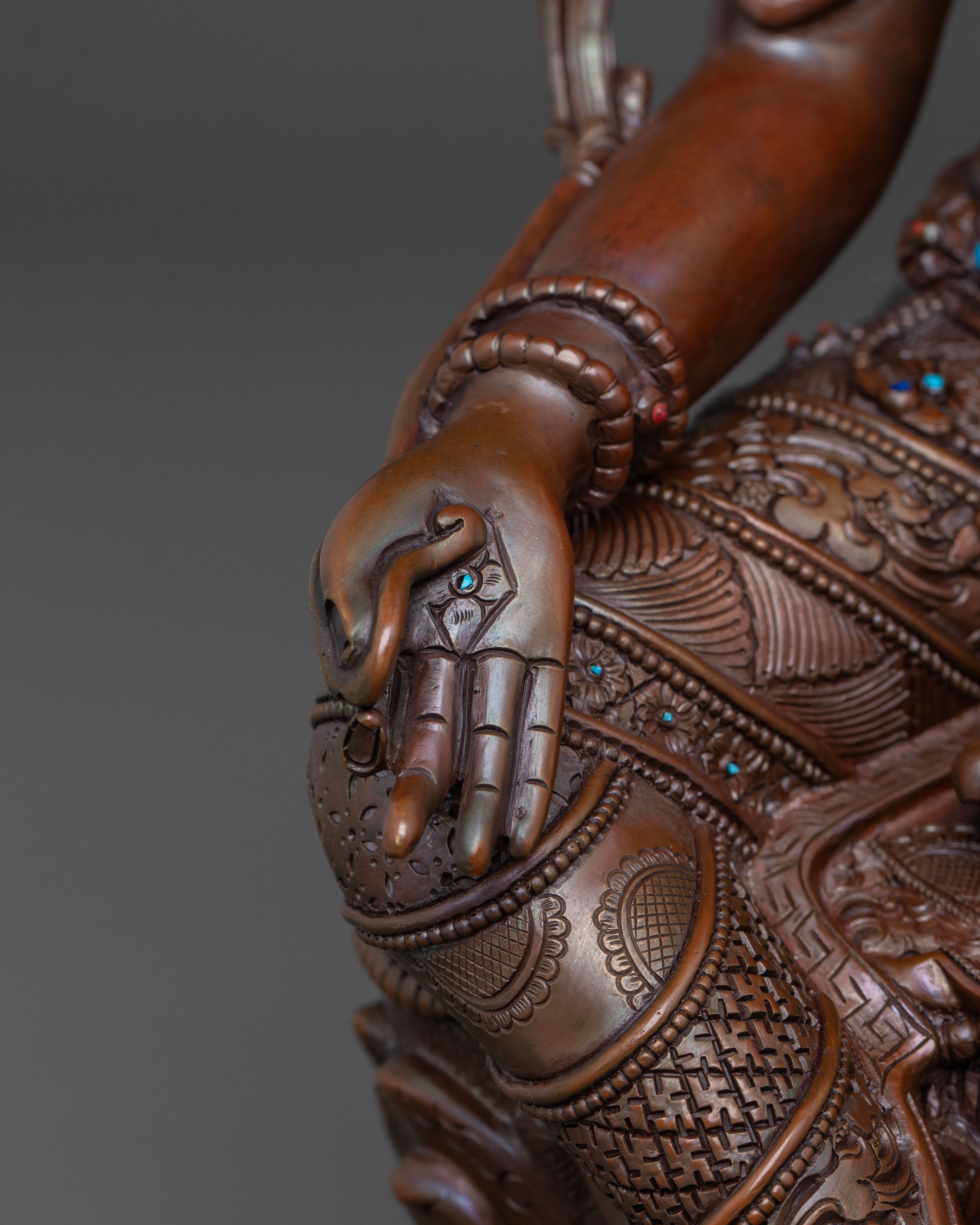 Mother Green Tara Oxidized Copper Statue