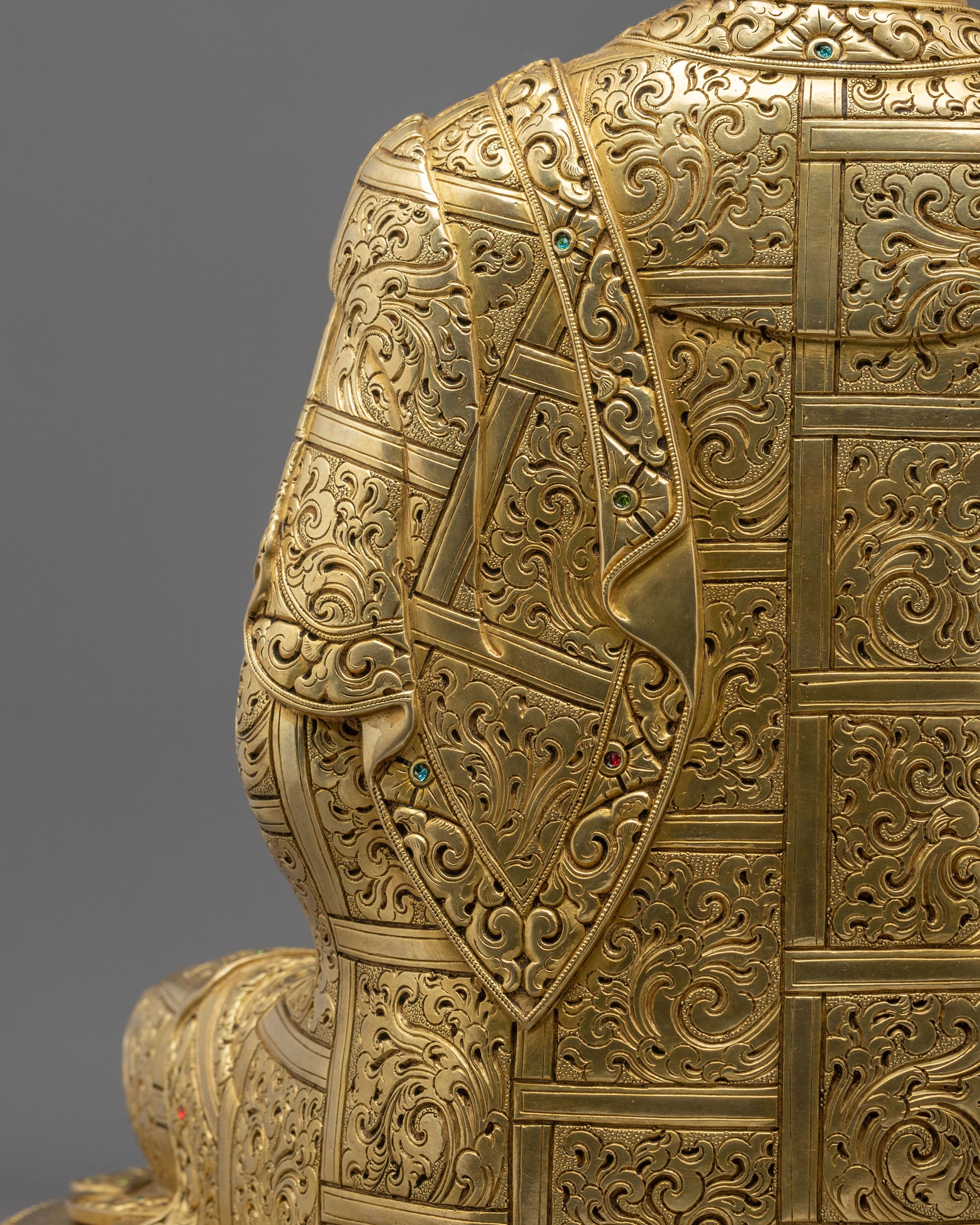 Shakyamuni Buddha 24K Fire Gold Gilded Statue: Meditation Decor