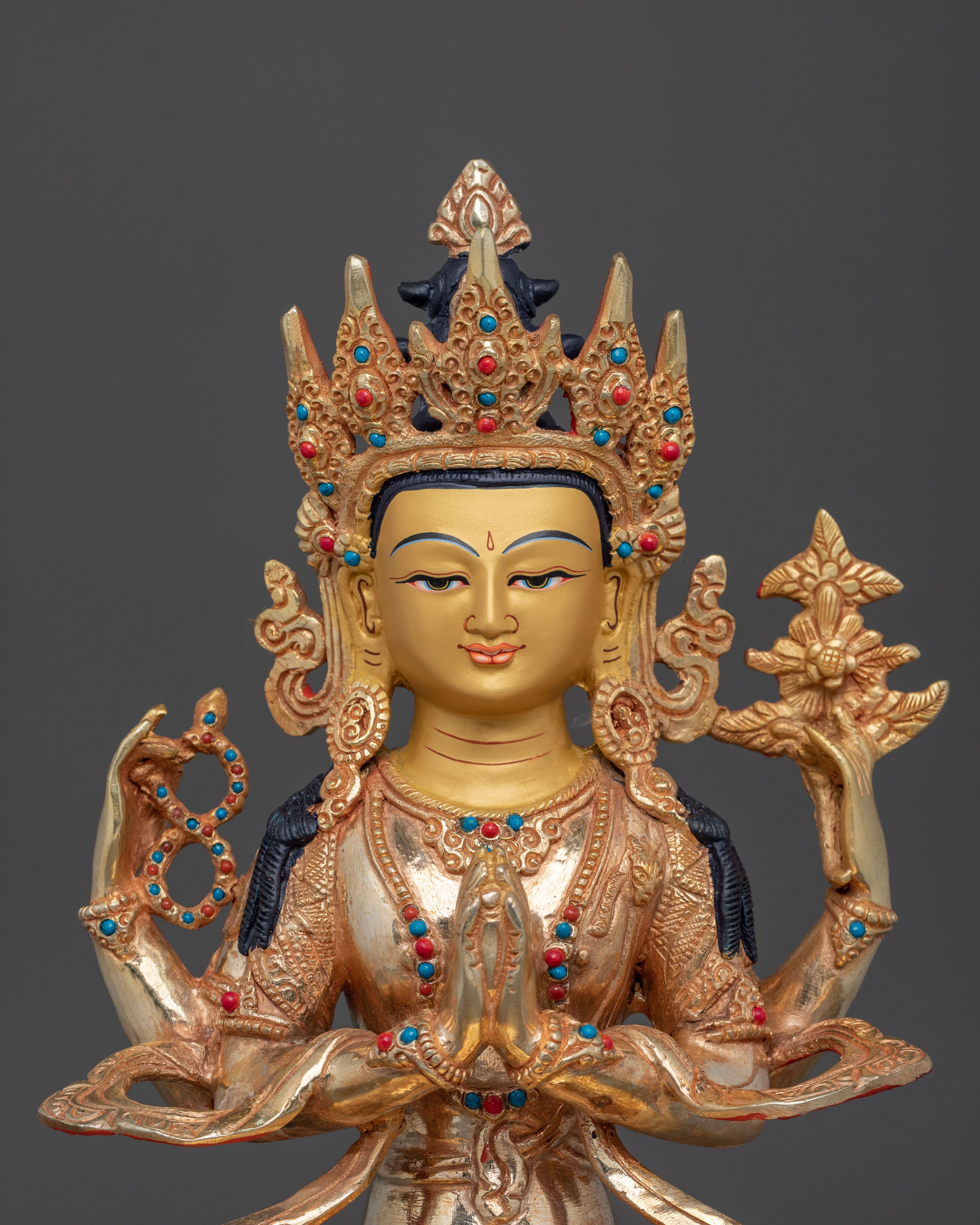 Chenrezig Statue | 24k Gold Gilded Guardian
