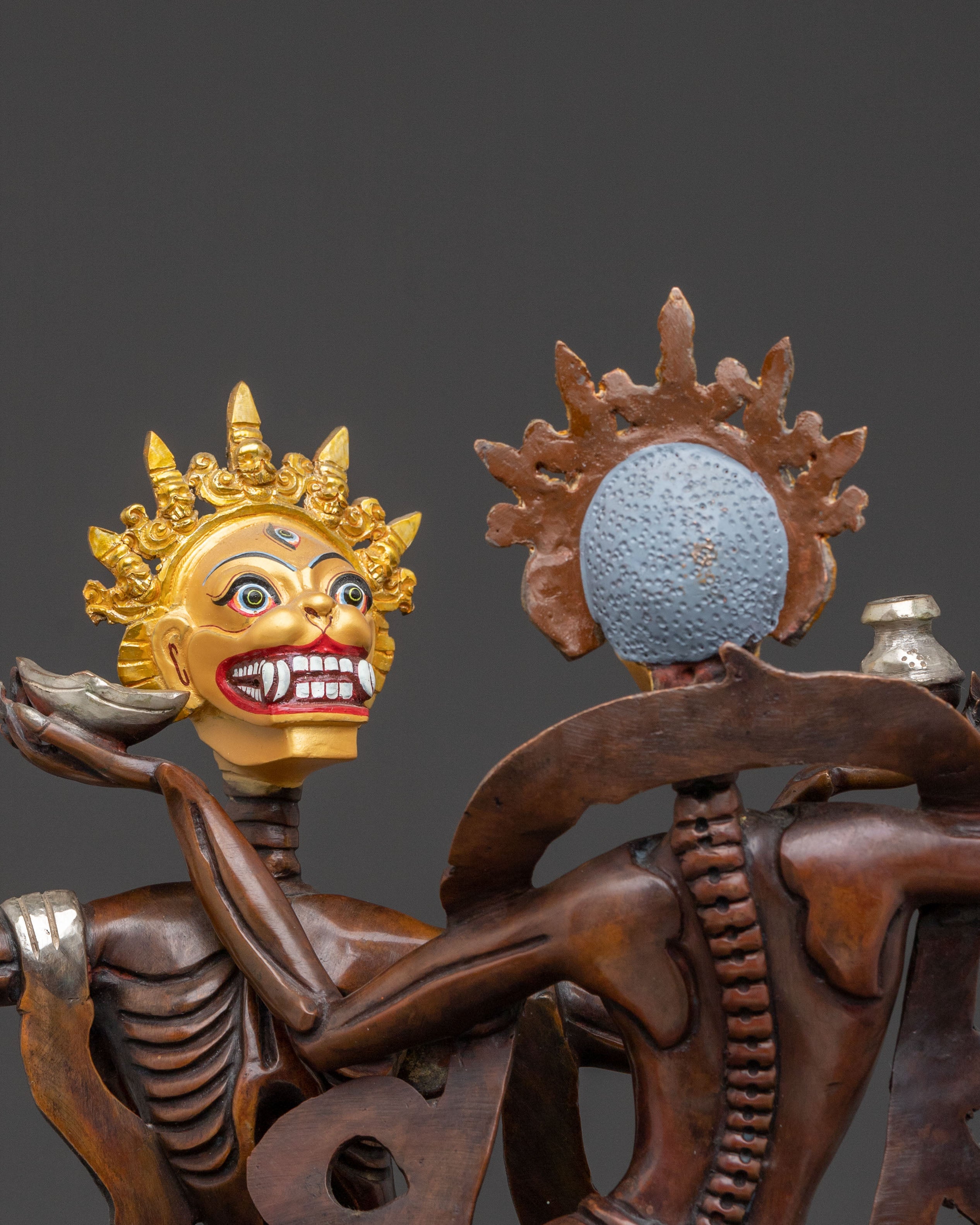 Chittipati Protection Statue: Copper Skeleton Duo