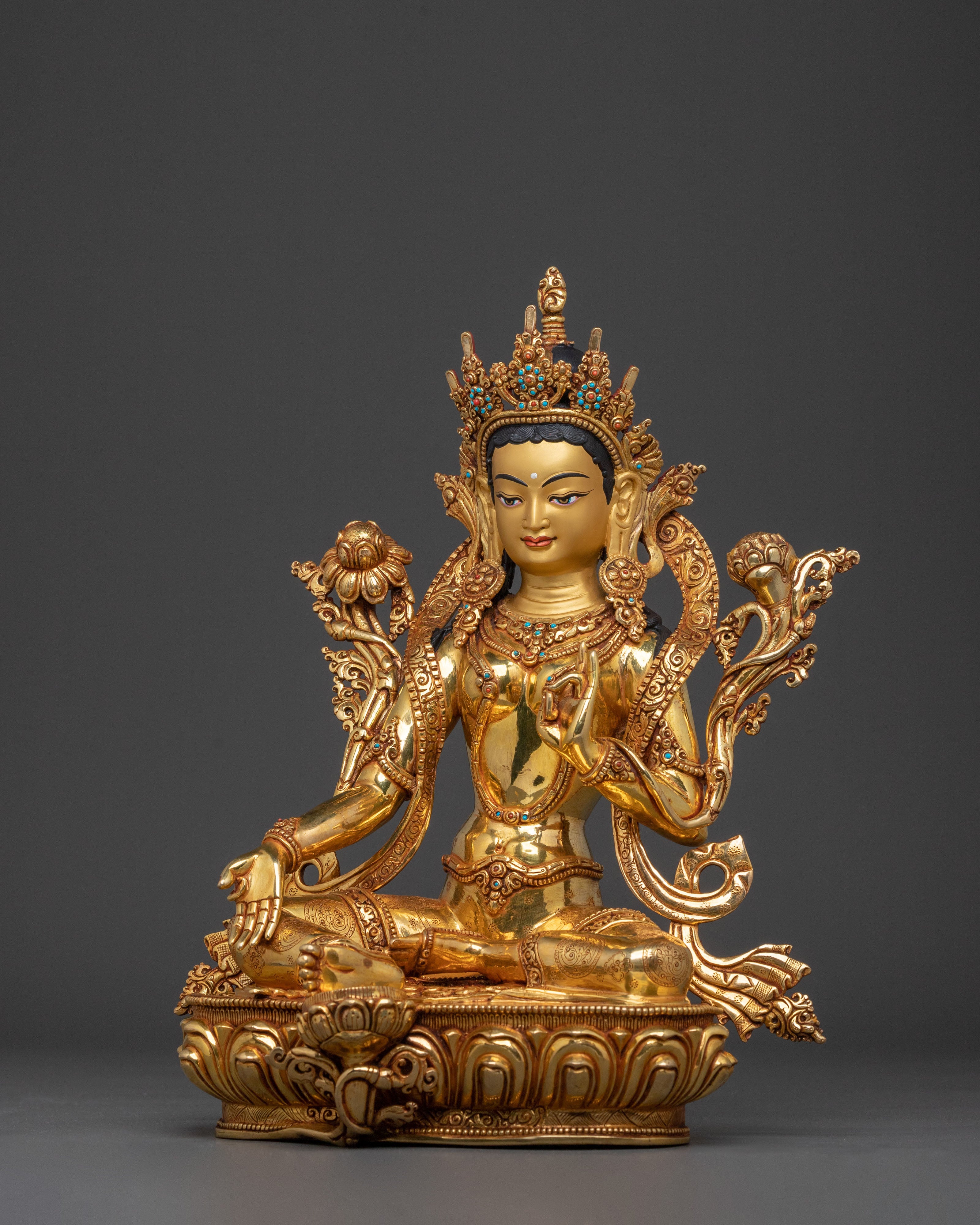 Green Tara Statue | Sacred Buddhist Goddess