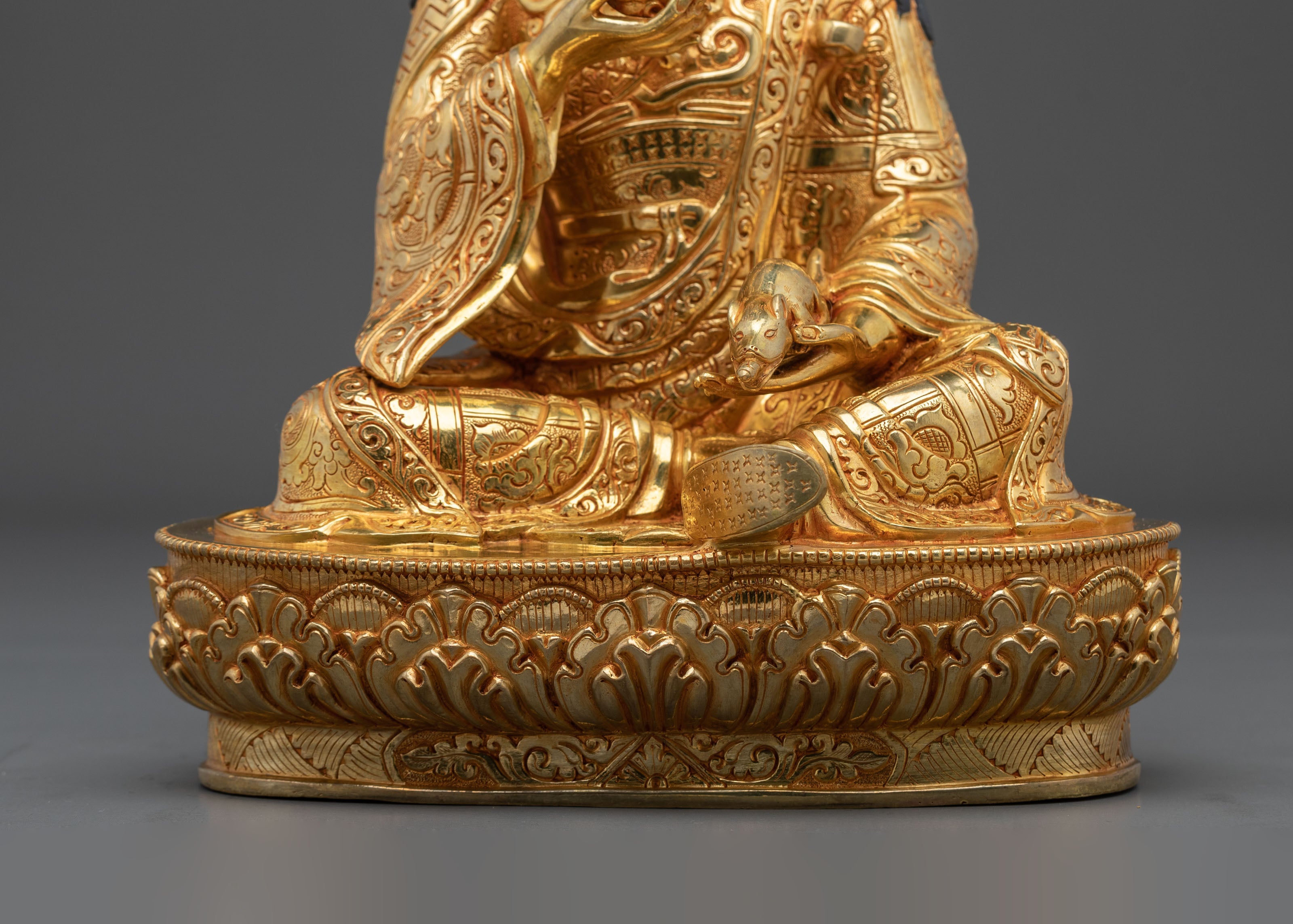 Guru Rinpoche Golden Statue Set | Buddhist Meditation Altar Decor
