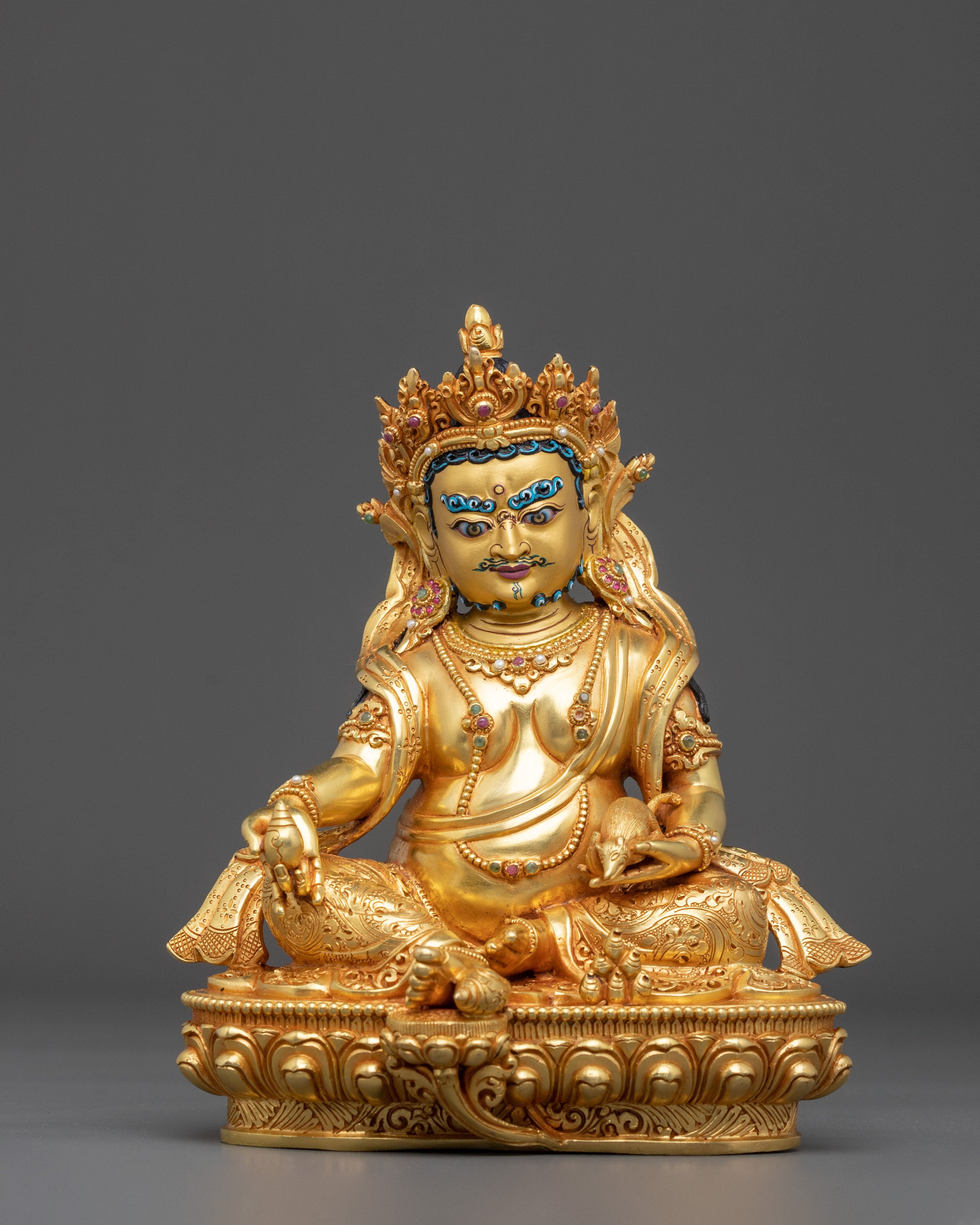 Dzambhala Lord of Prosperity Statue: 24K Gold Gilded