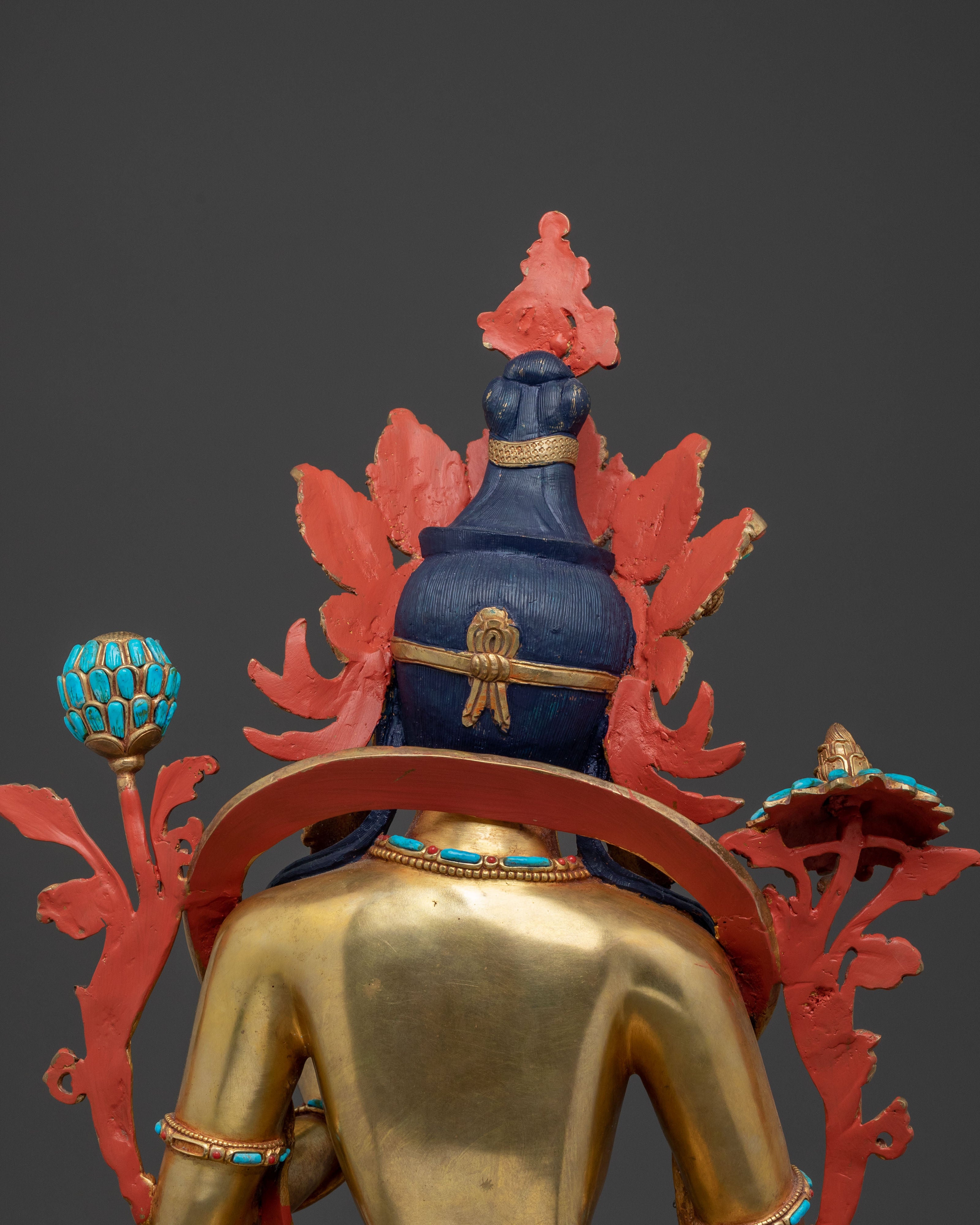 Handcrafted Green Tara Statue | 24K Gold Gilded
