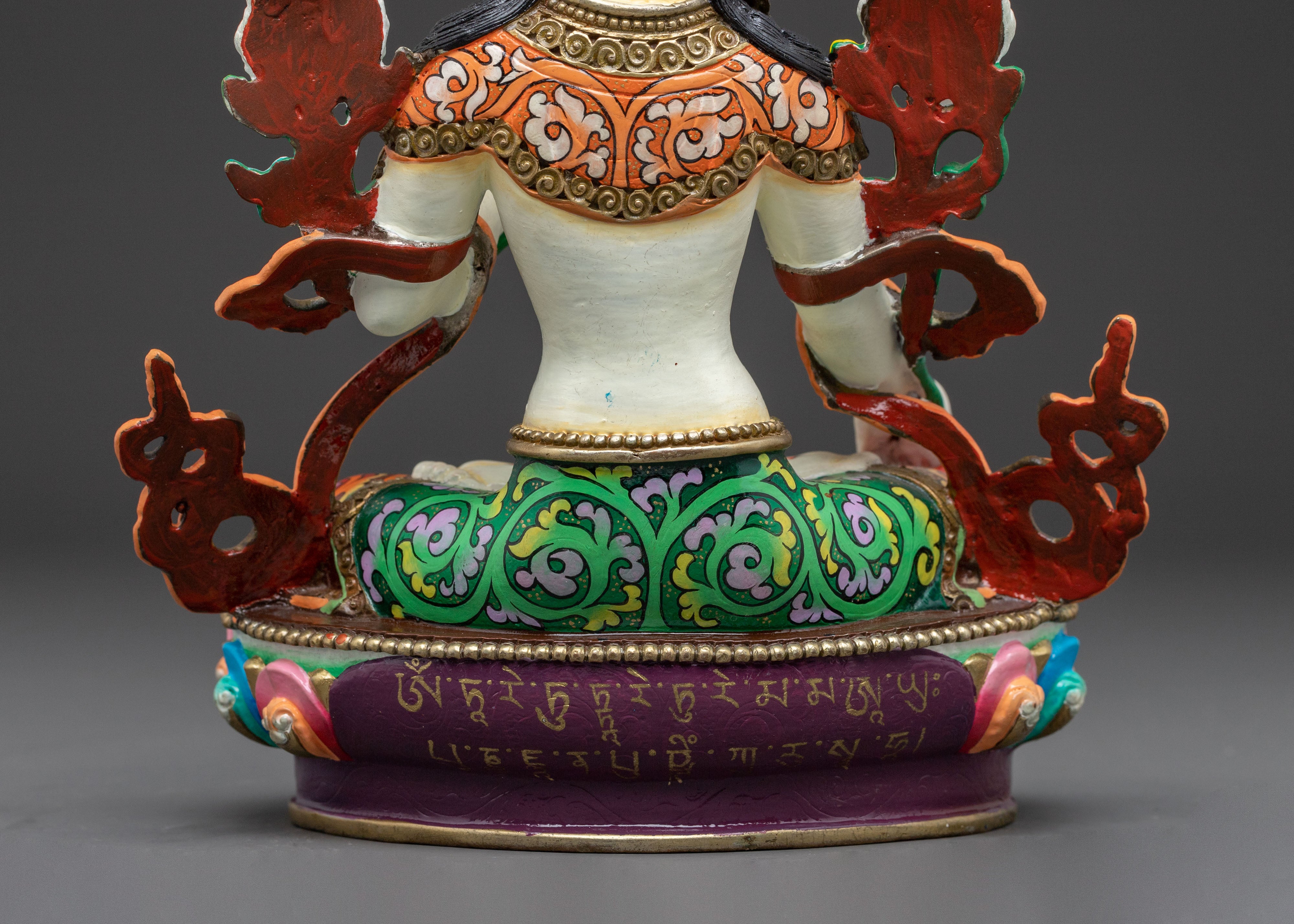 White Tara Protector of Peace Statue - Serene Gold Gilded