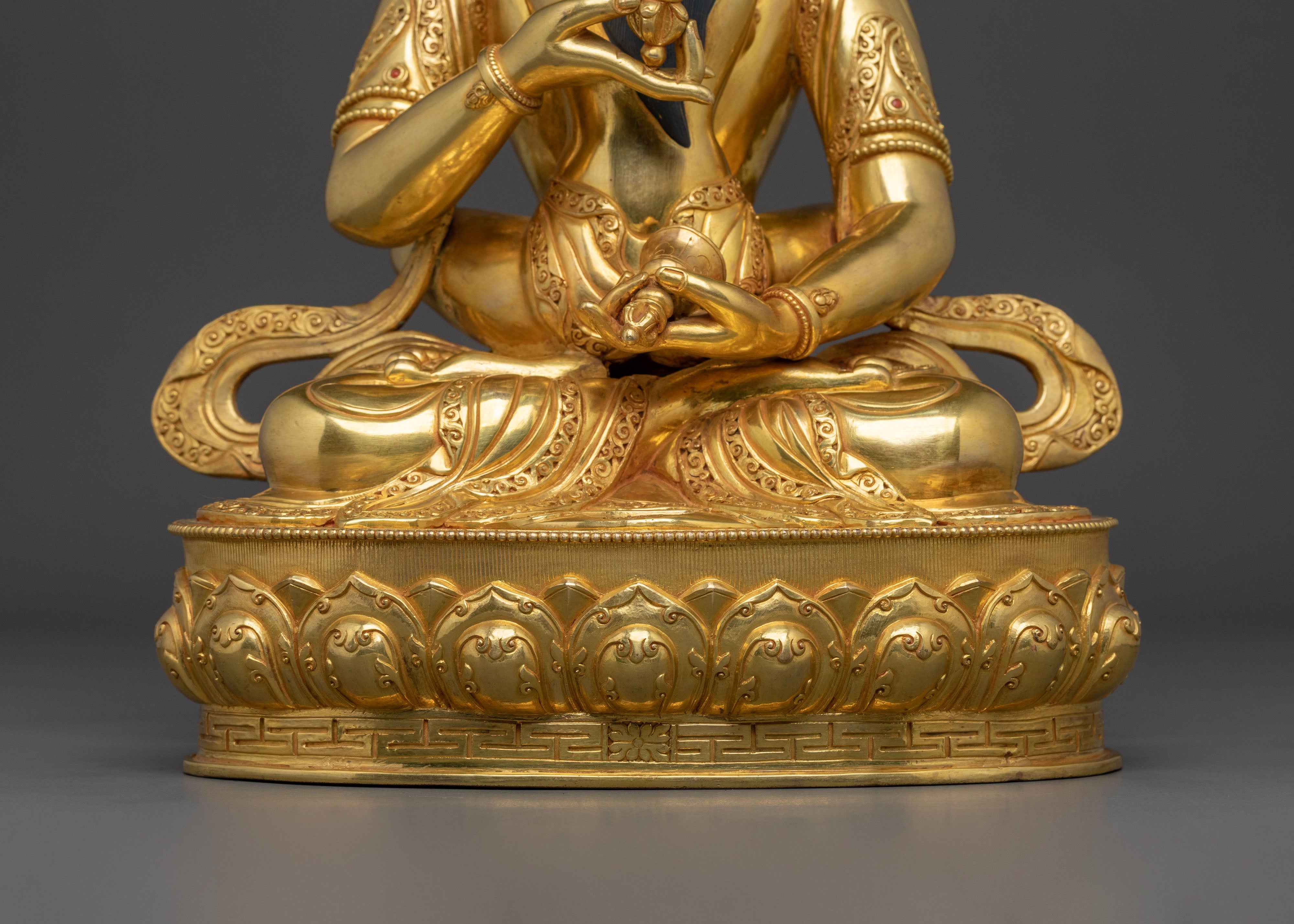 Vajrasattva Sacred Sculpture with Consort in Gilded Copper