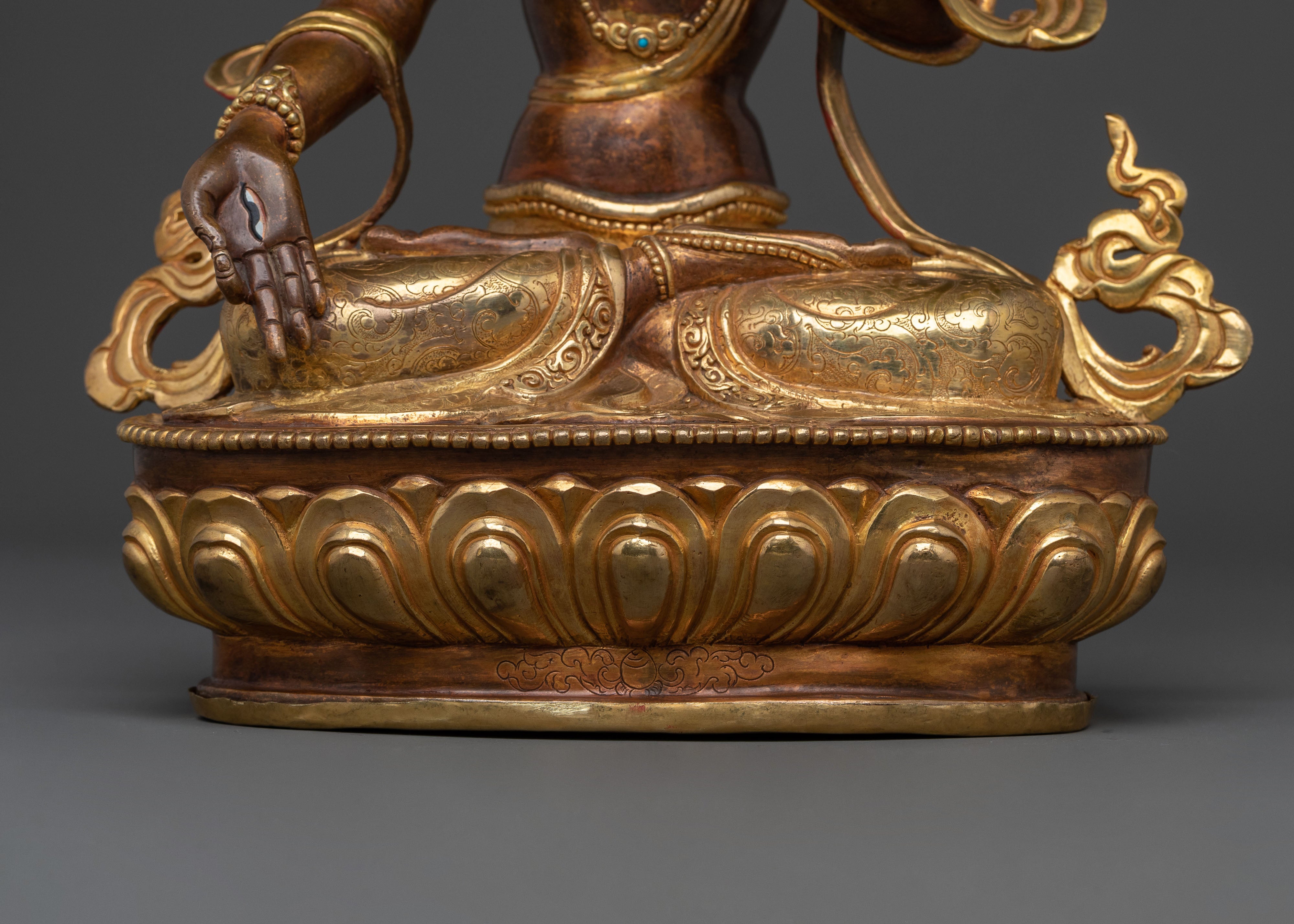 White Tara Sacred Feminine Statue | 24K Gold Gilded