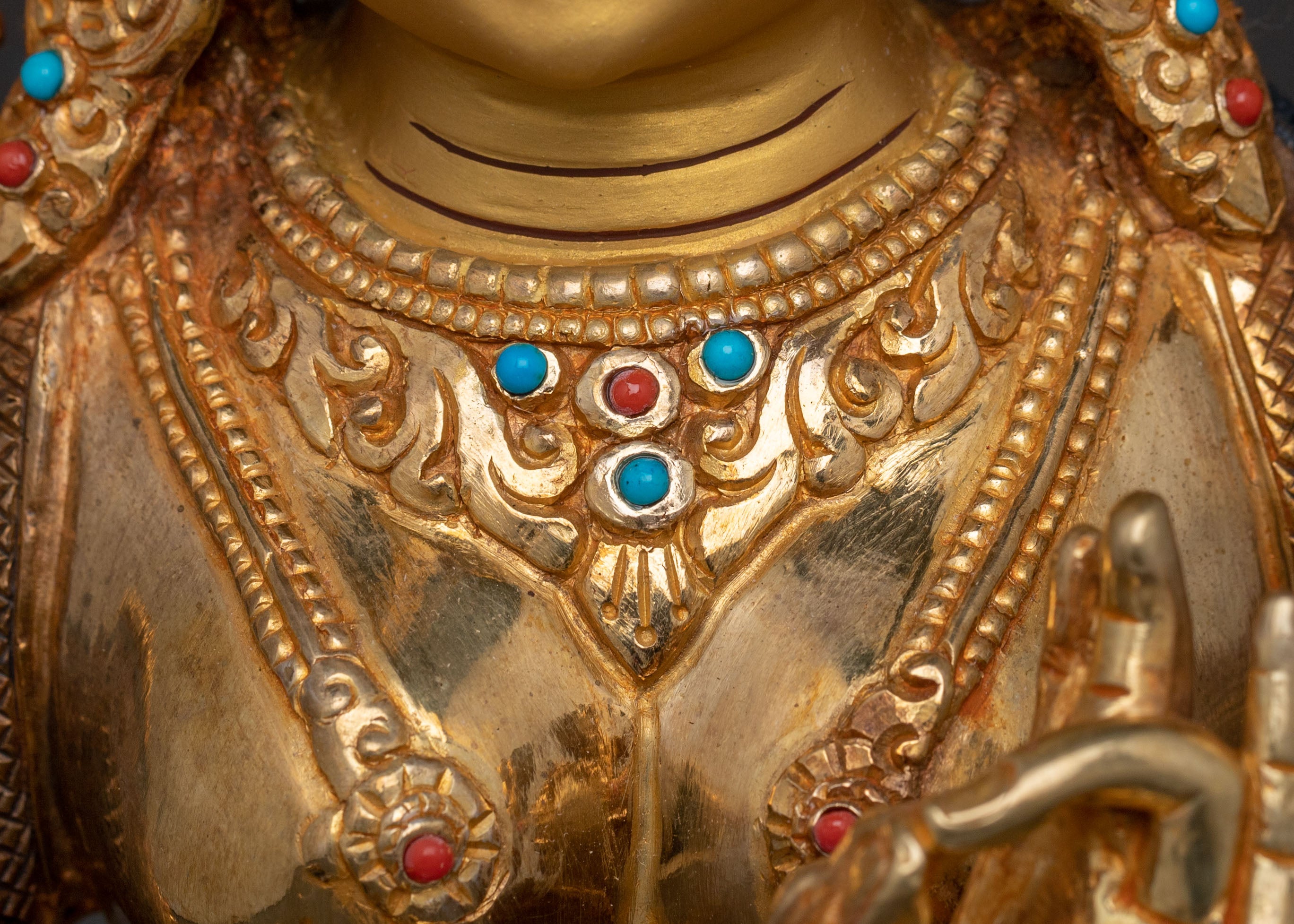 Green Tara: 24K Gold Gilded Statue