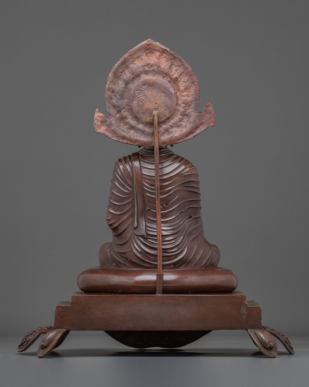 Shakyamuni Buddha Oxidized Statue on Throne | Home Decor
