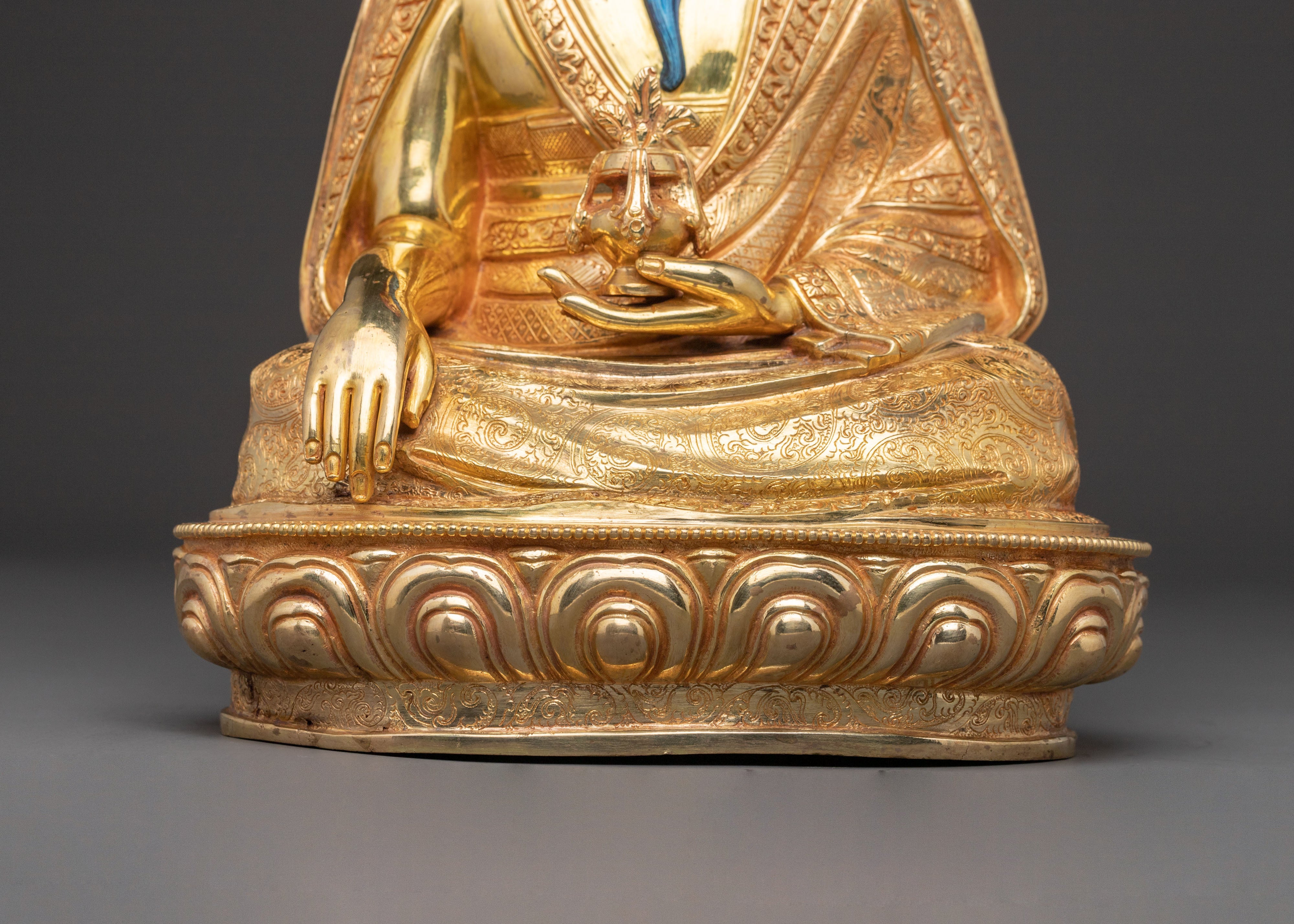 Guru Shapdum 24K Gold Gilded Statue: Divine Radiance