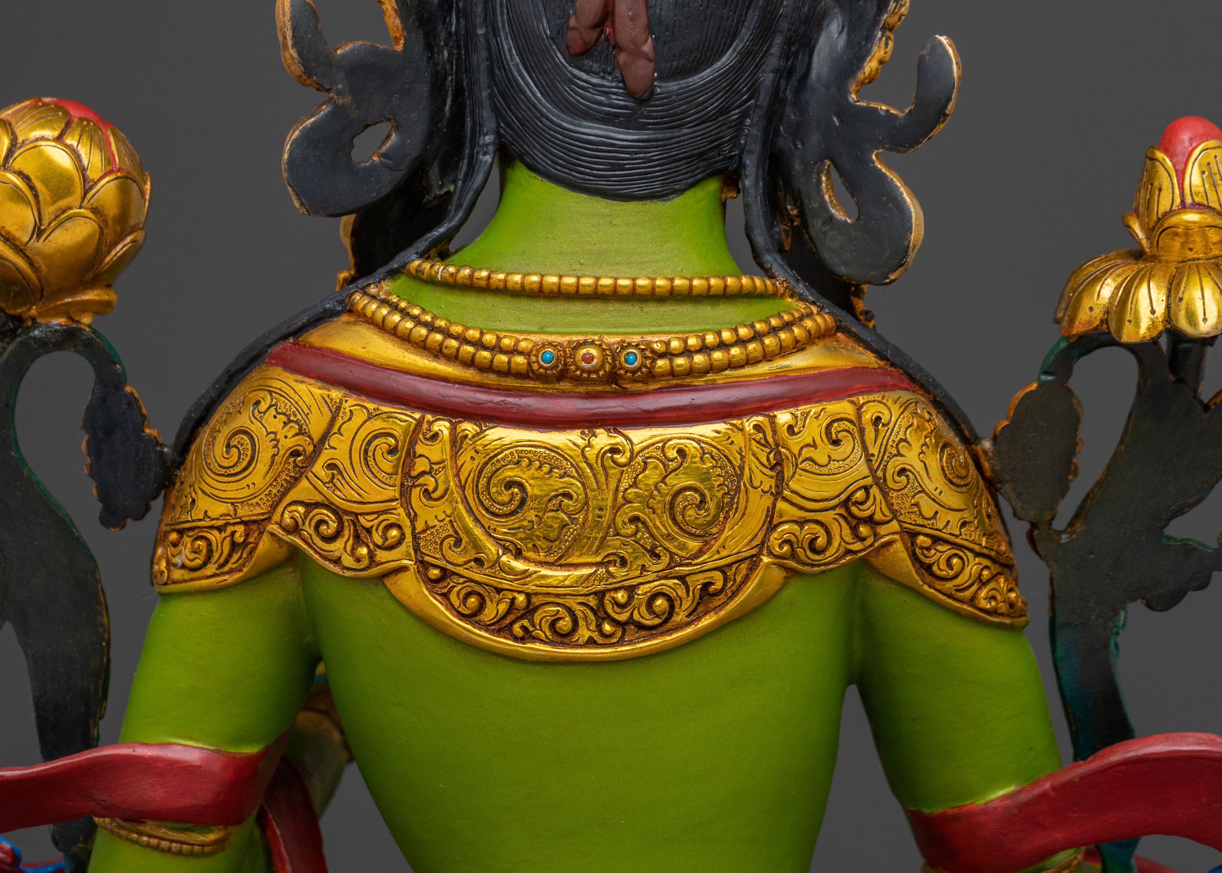 Handcrafted Green Tara Spiritual Statue | Home Decor