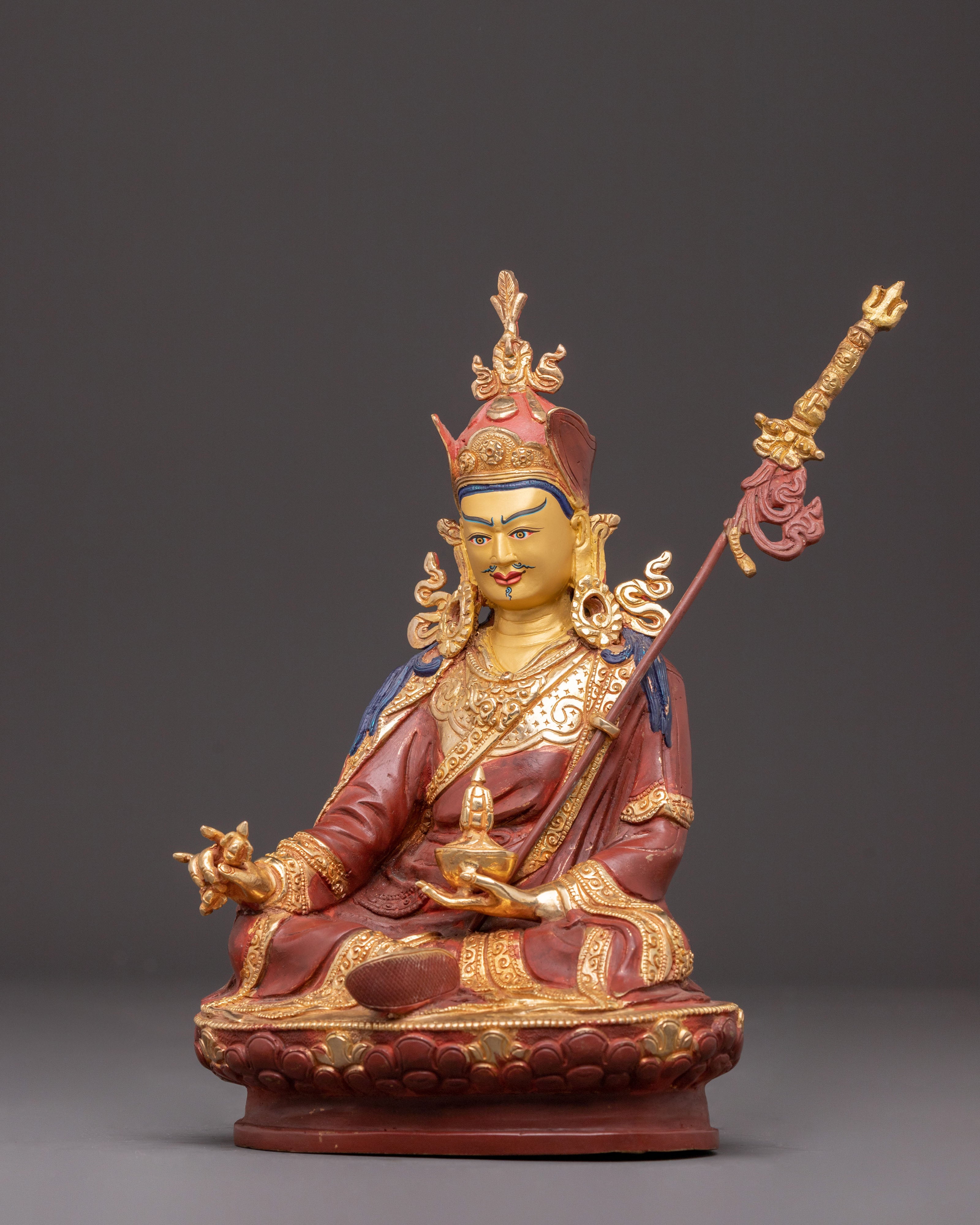 Handcrafted Guru Rinpoche Copper Sculpture | Spiritual Statue