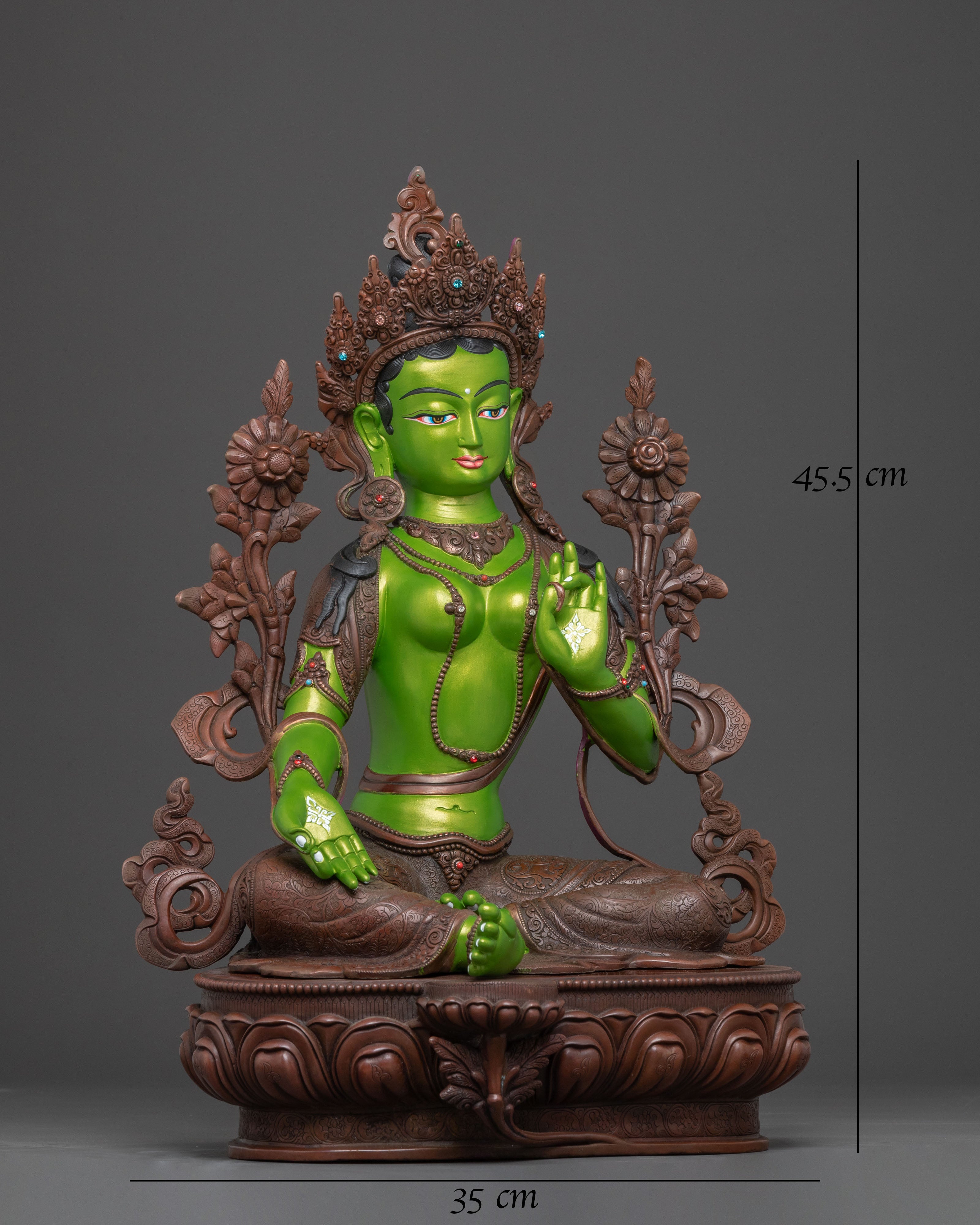 Tibetan Green Tara Compassion Statue – Oxidized Copper Art