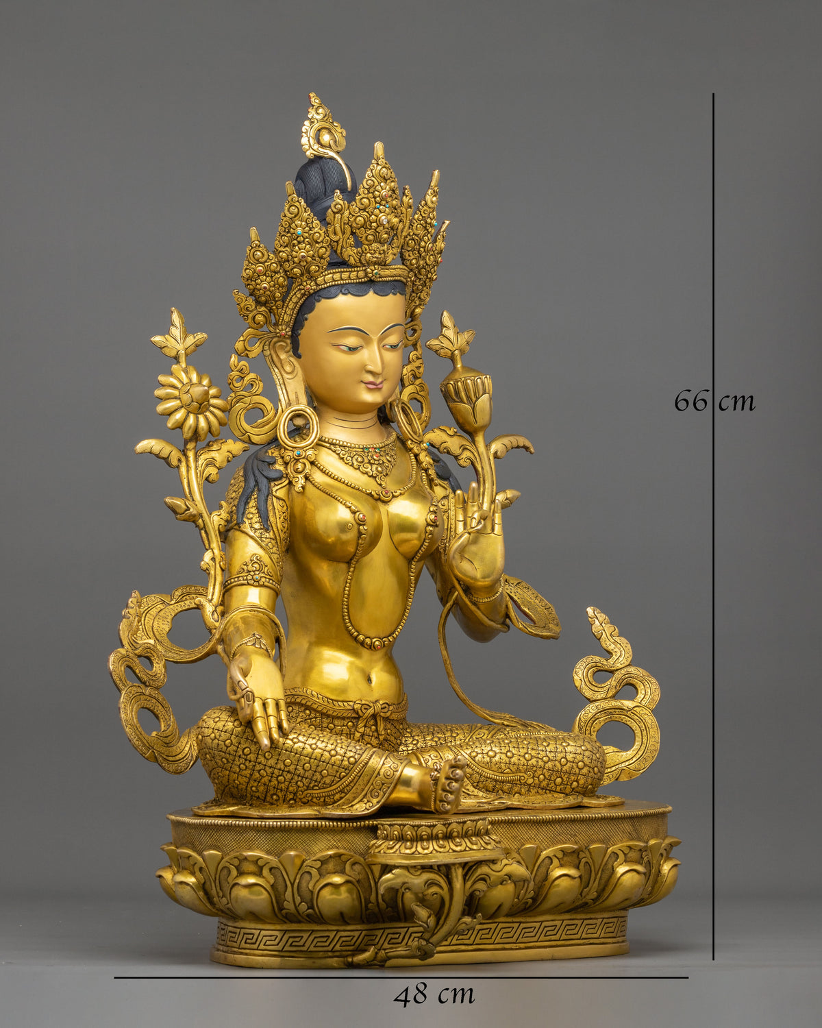 Guardian Green Tara Sacred Rupa | 24K Gold Gilded Copper Statue