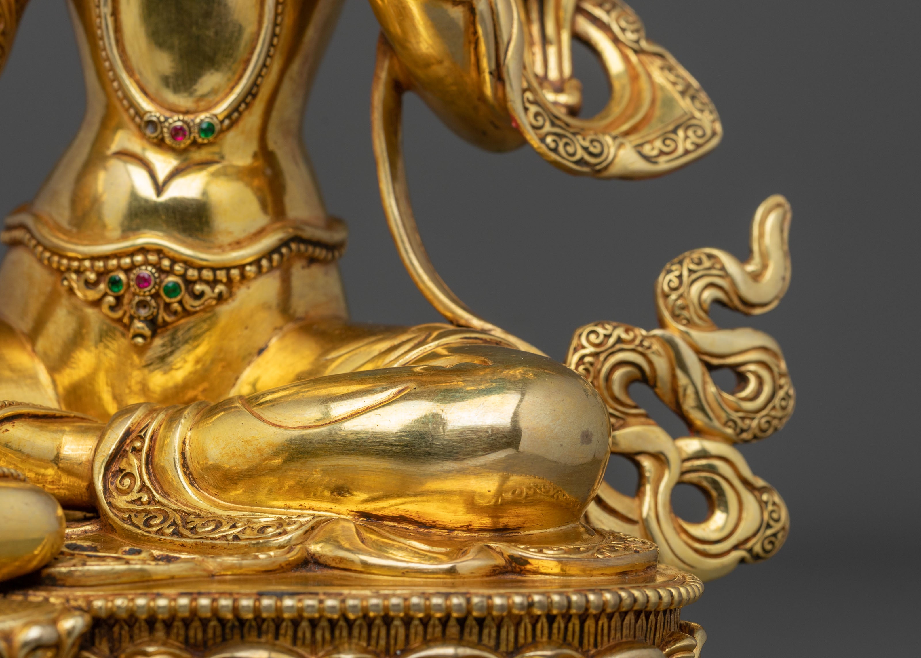 Green Tara 24K Gold Gilded Sculpture | Buddhist Protector