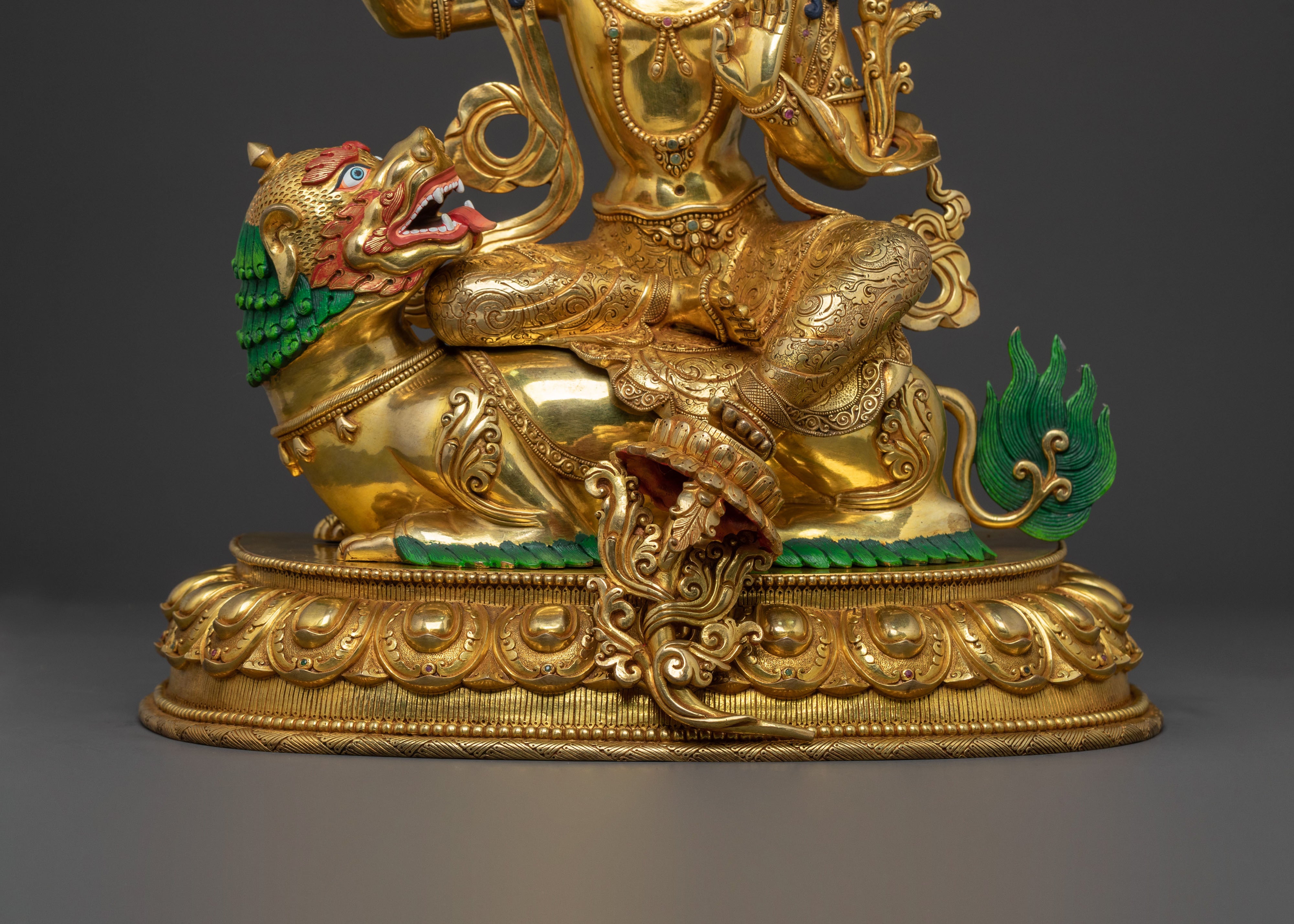 Simhanada Manjushri Sacred Statue for Rituals